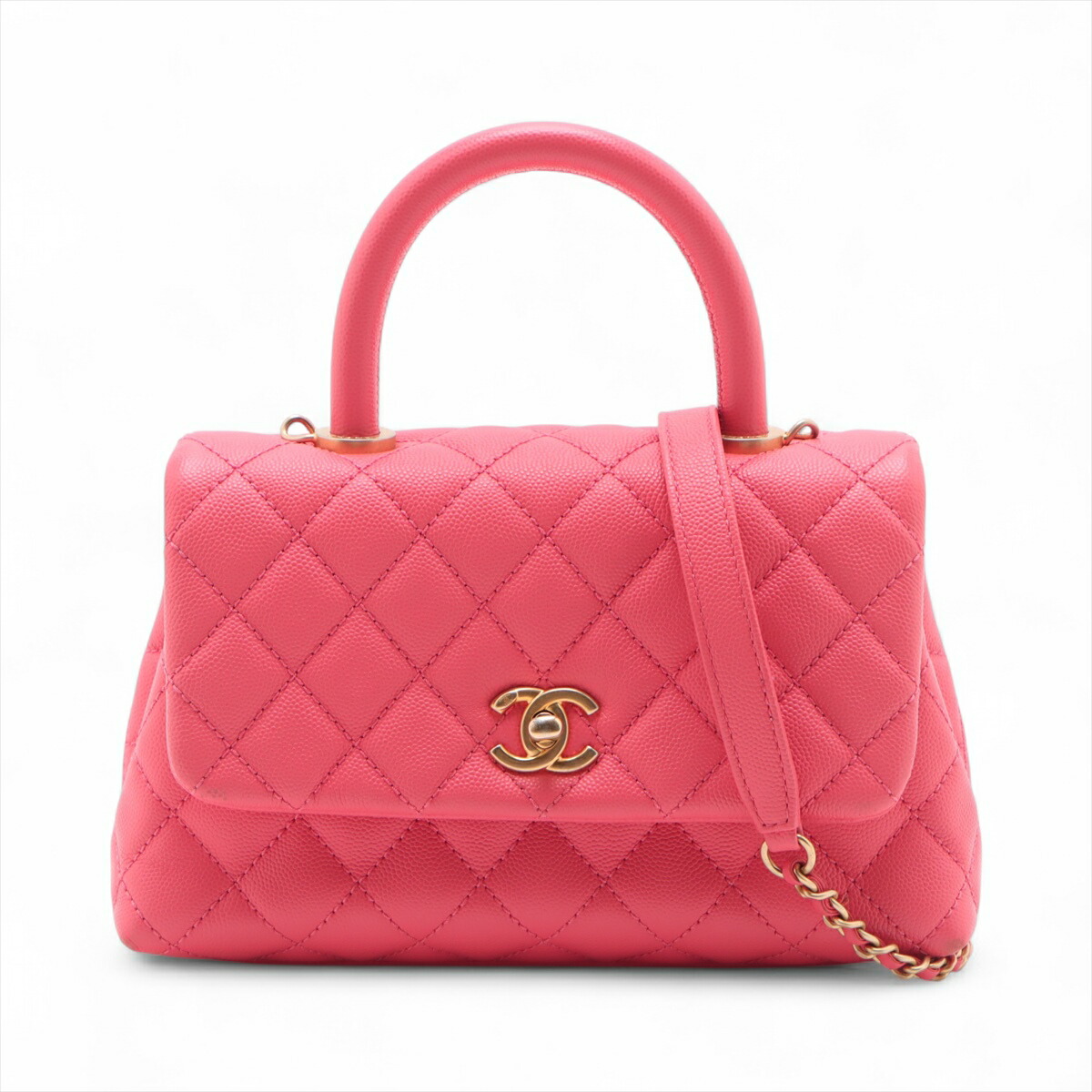 希少☆ CHANEL ココハンドル キャビア バッグ スモール 楽天市場】【中古】シャネル ココハンドルミニ 2way ショルダー