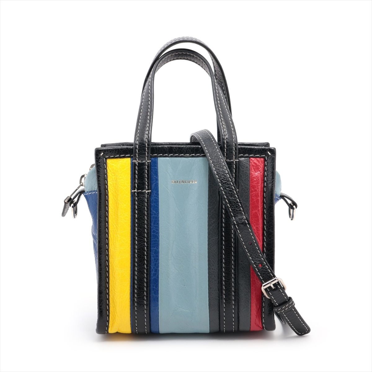 【中古】バレンシアガ バザールショッパーXXS レザー 2WAYハンドバッグ ブラック 513988