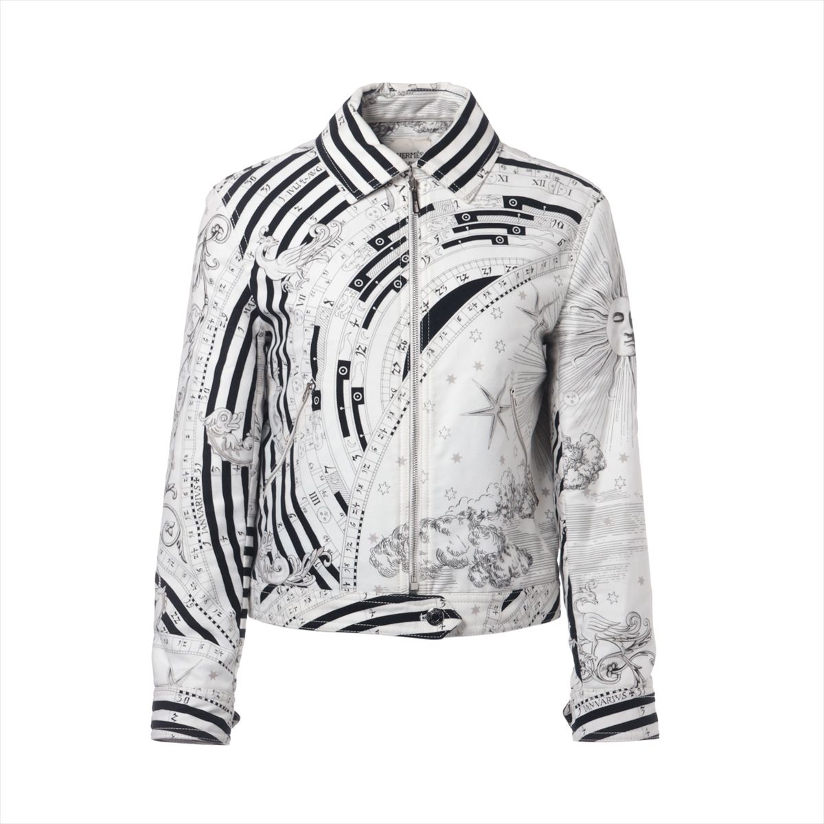 【中古】エルメス 23AW コットン ジャケット 34 レディース ホワイト 3H0258DU セリエボタン Astrologie Remix