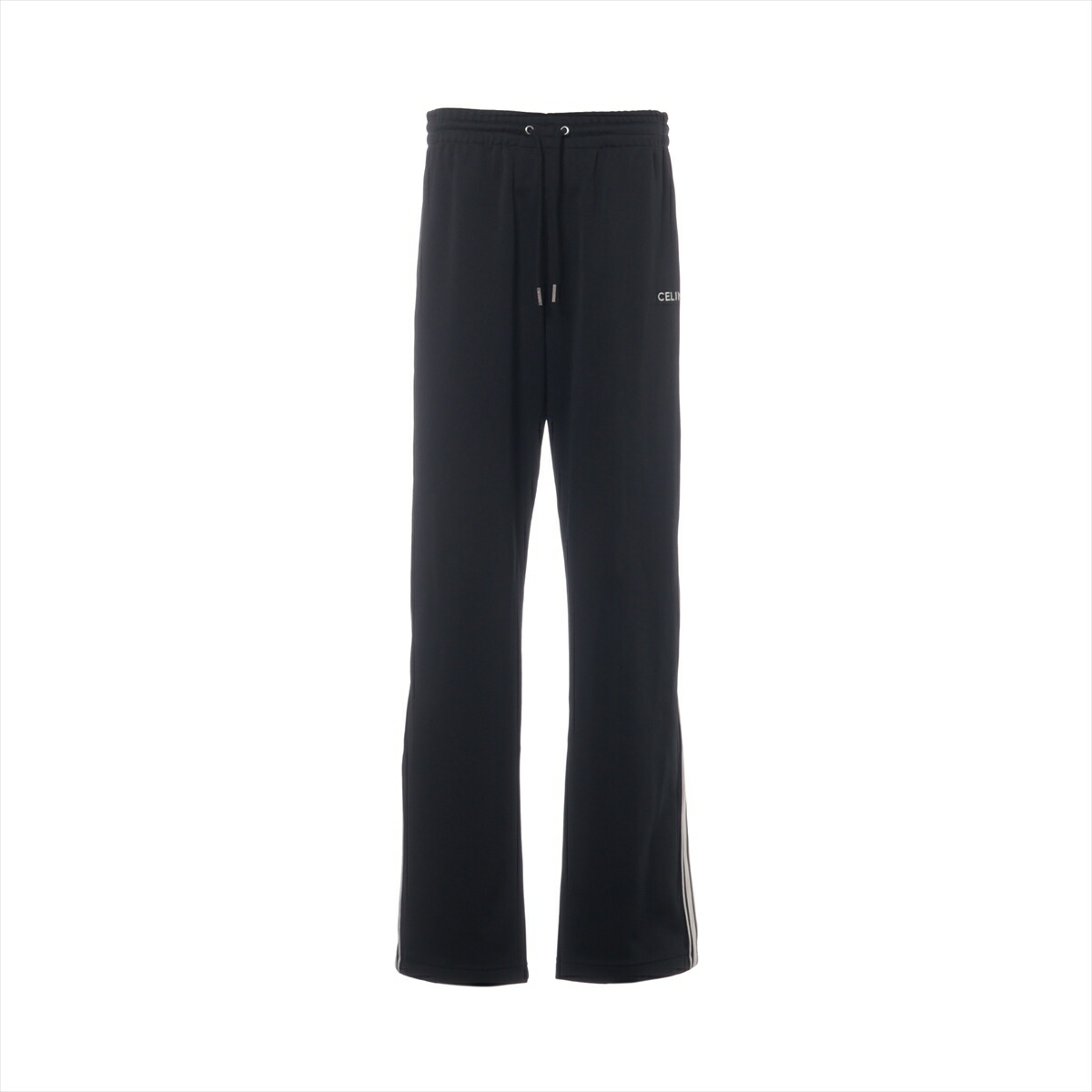 美品/CELINE/ロゴスタッズ スリットパンツ/34/BLACK CELINE（セリーヌ）スラックス 黒 サイズ:34(XXS位) レディース