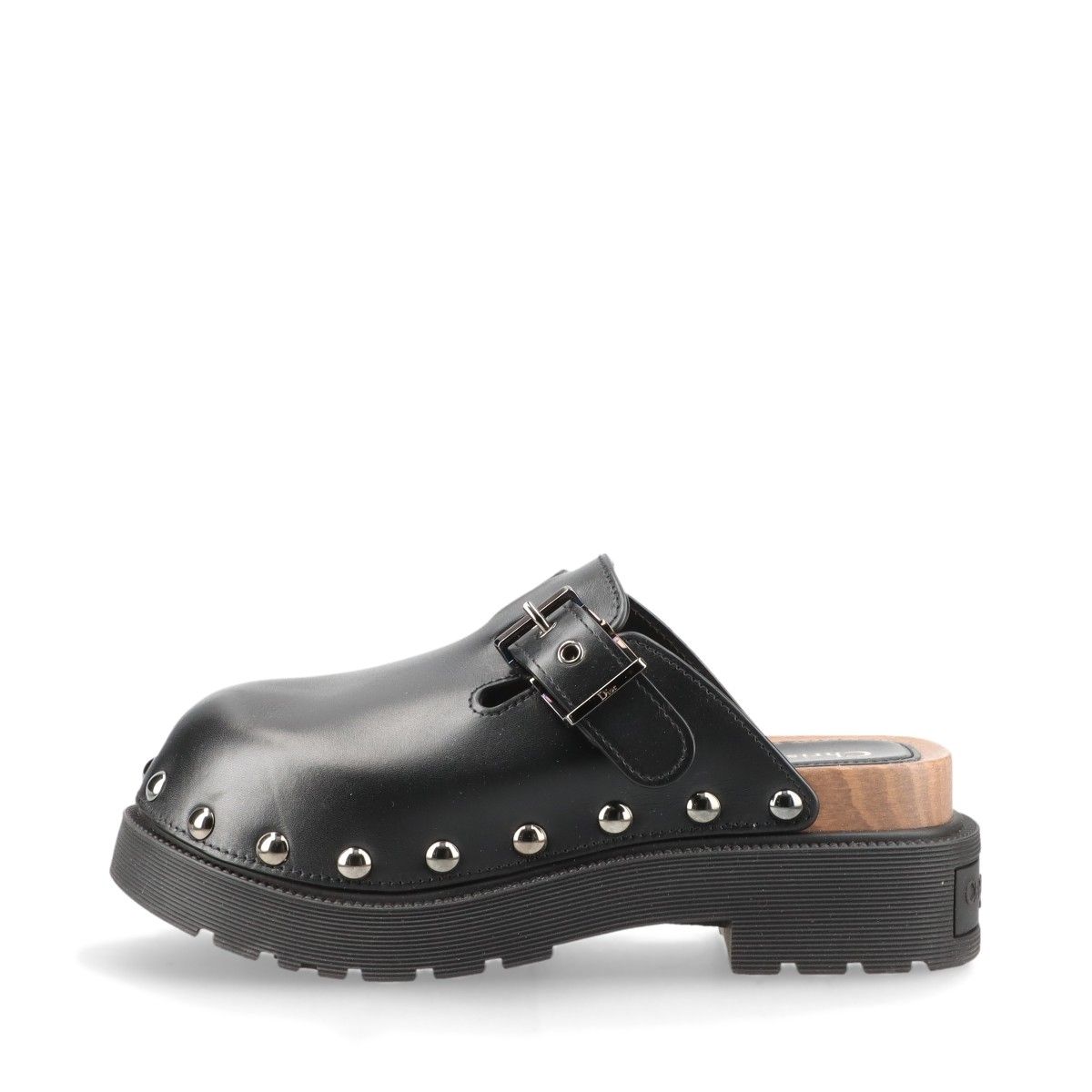 【中古】クリスチャンディオール Dior QUAKE レザー サボ 34 レディース ブラック MD0222 クロッグ