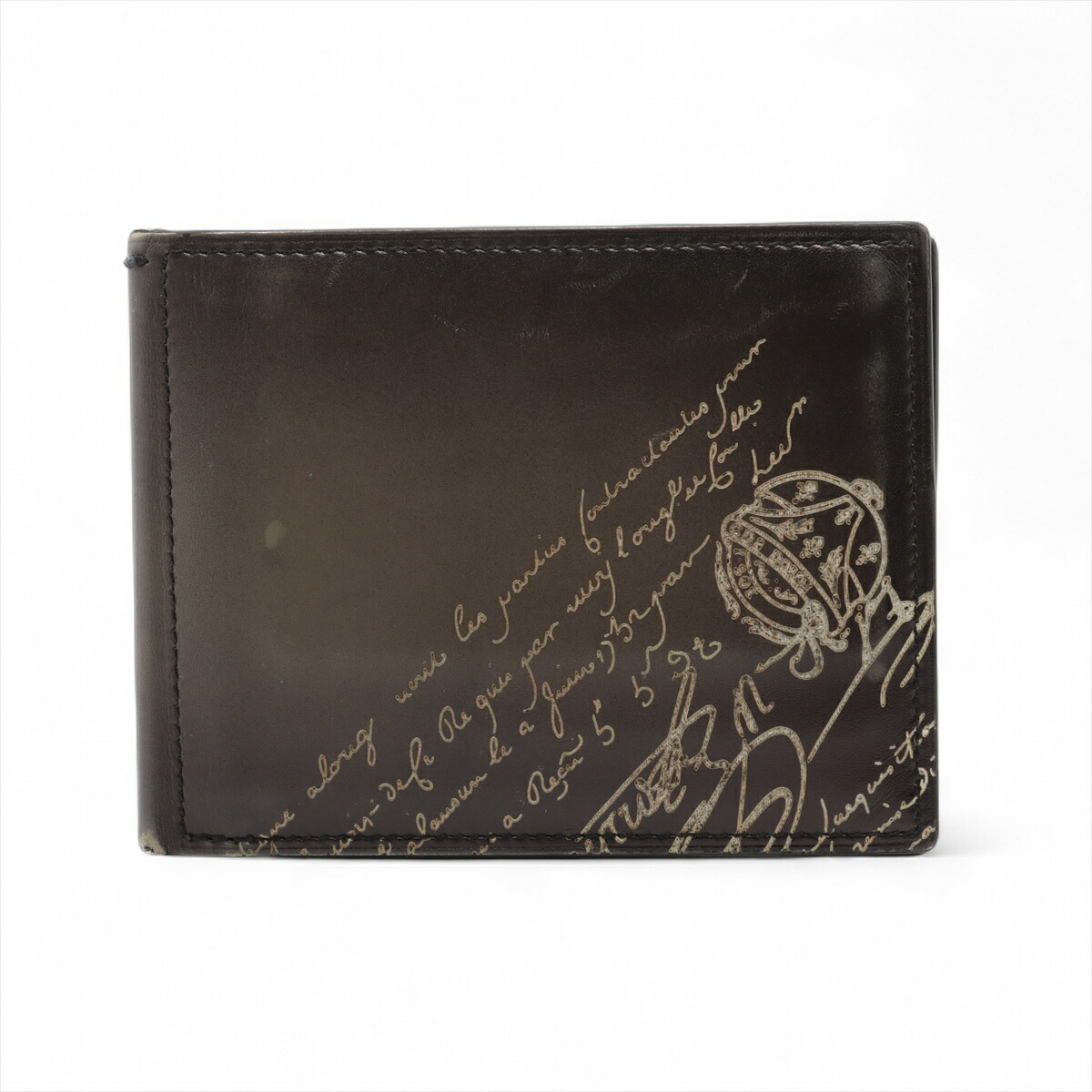 【美品】BERLUTI ブラック レザー マネークリップ BERLUTI - ベルルッティ カリグラフィ マネークリップ 二つ折り