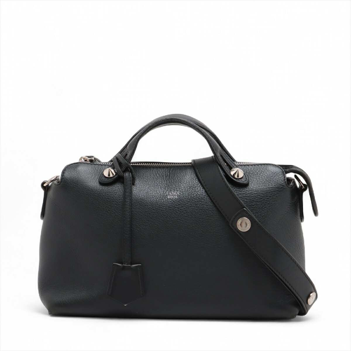 【最終大幅値下げ】FENDI フリルデザイン ハンドバッグ 黒 FENDI フェンディ スパイバッグ ハンドバッグ レザー ブラック