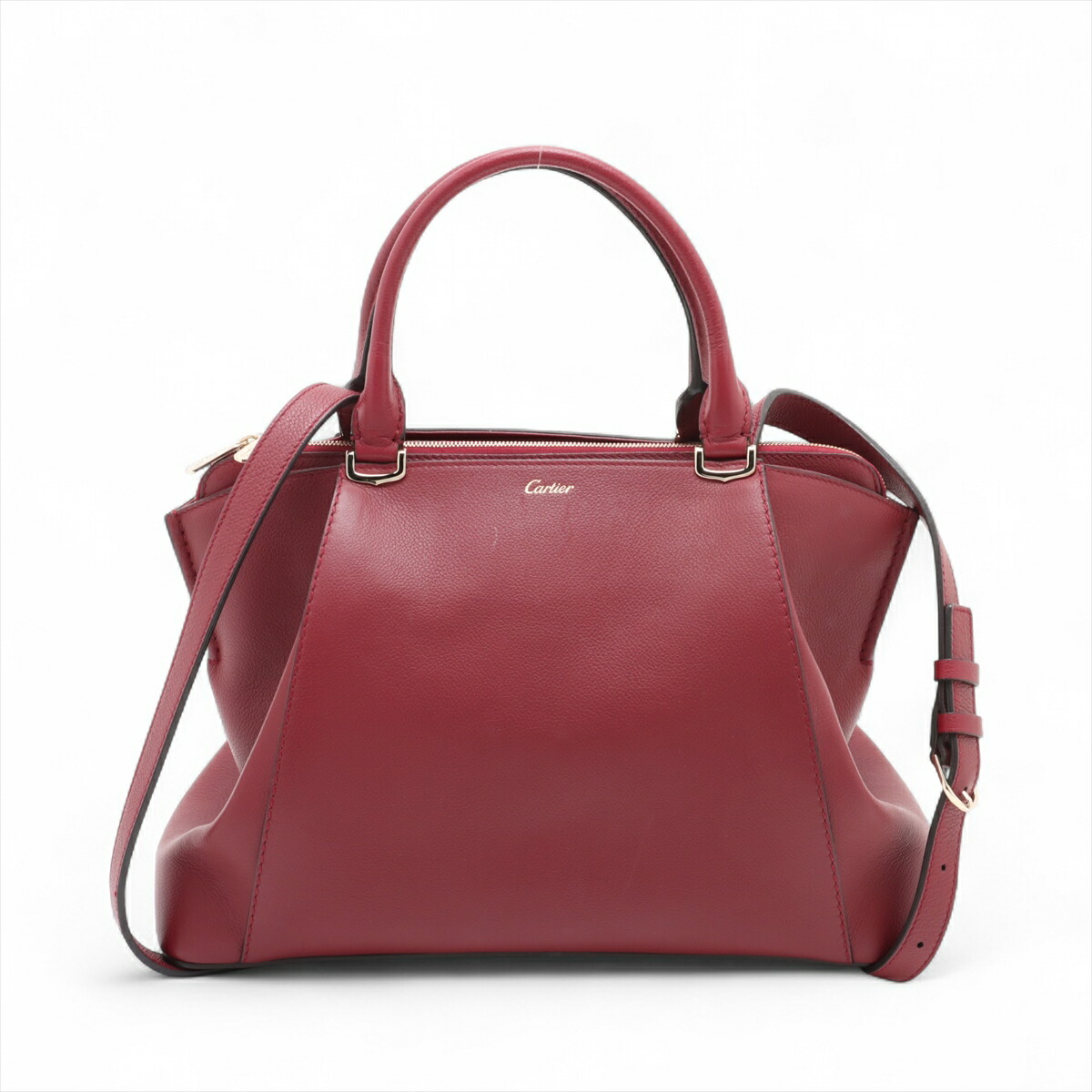 Cartier　2WAY ハンドバッグ Cドゥカルティエ シルバー金具 レザー カルティエ Cドゥカルティエ レザー 2WAYハンドバッグ ブラック