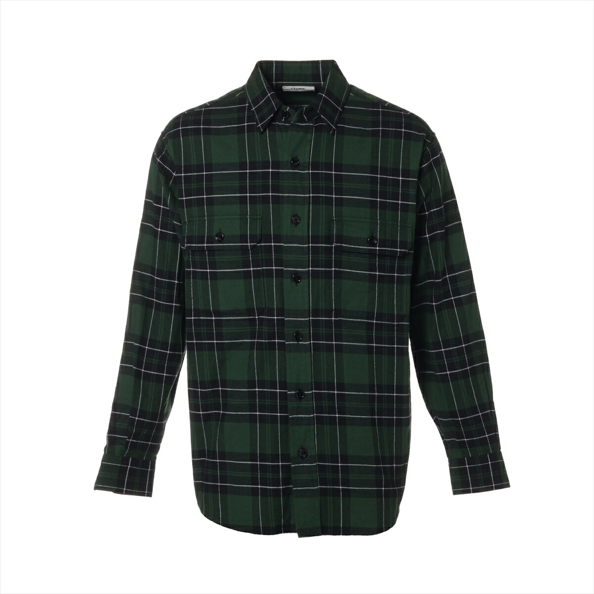 未使用級 近年 ハンガー付✨CELINE エディ期 オンブレチェック シャツ セリーヌバイエディスリマン レーヨンオンブレチェック長袖シャツ 38