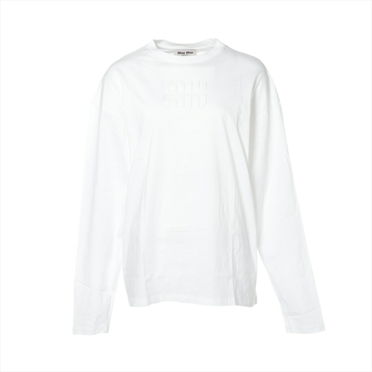 miu miu ホワイト 長袖 Tシャツ miumiu ミュウミュウ ホワイト ロゴ Tシャツ 長袖 ロンT (MiuMiu