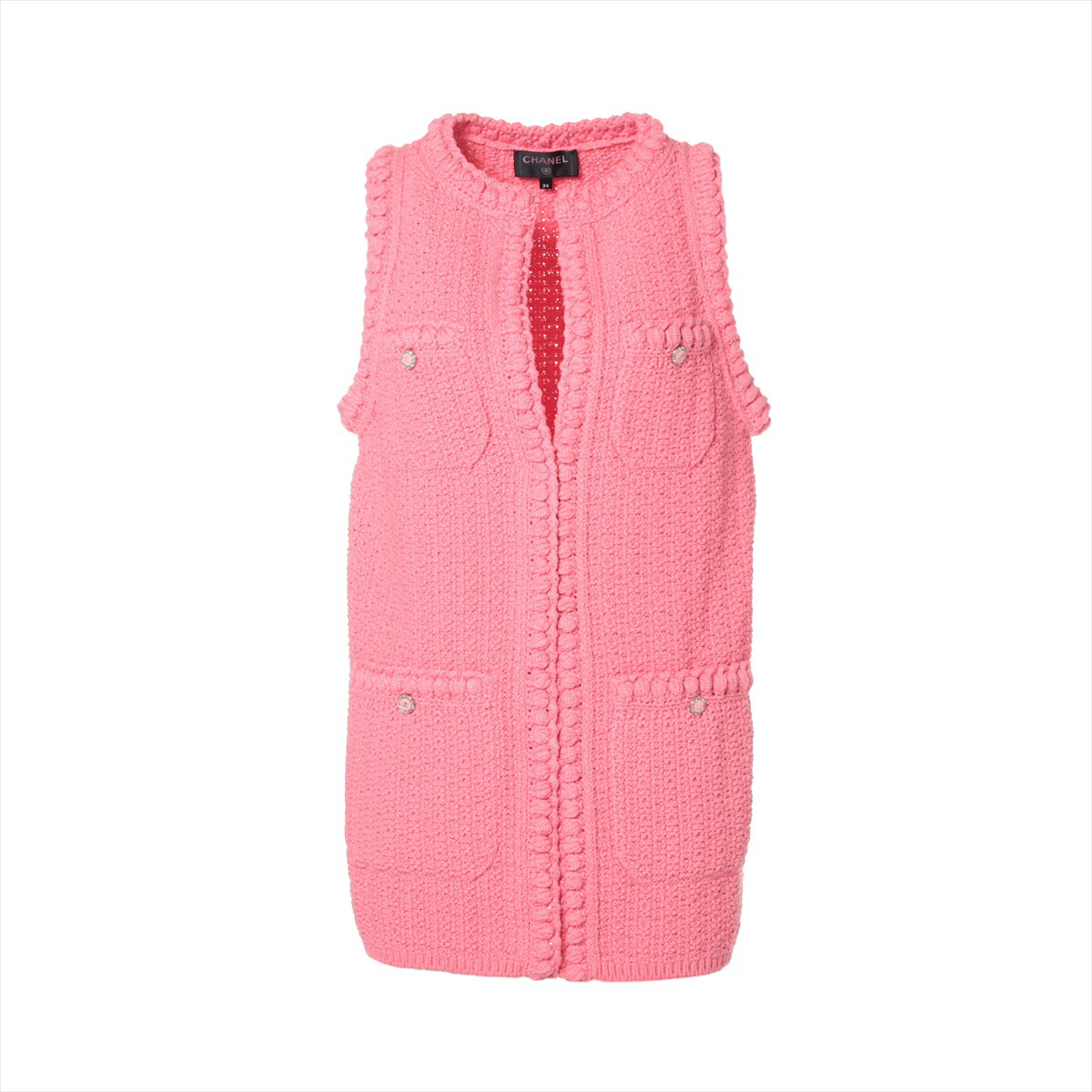 シャネル CHANEL トップス コットン ピンク系 ベスト ジレ ツイード ライオンボタン 楽天市場】シャネル CHANEL トップス コットン ピンク系 ベスト ジレ