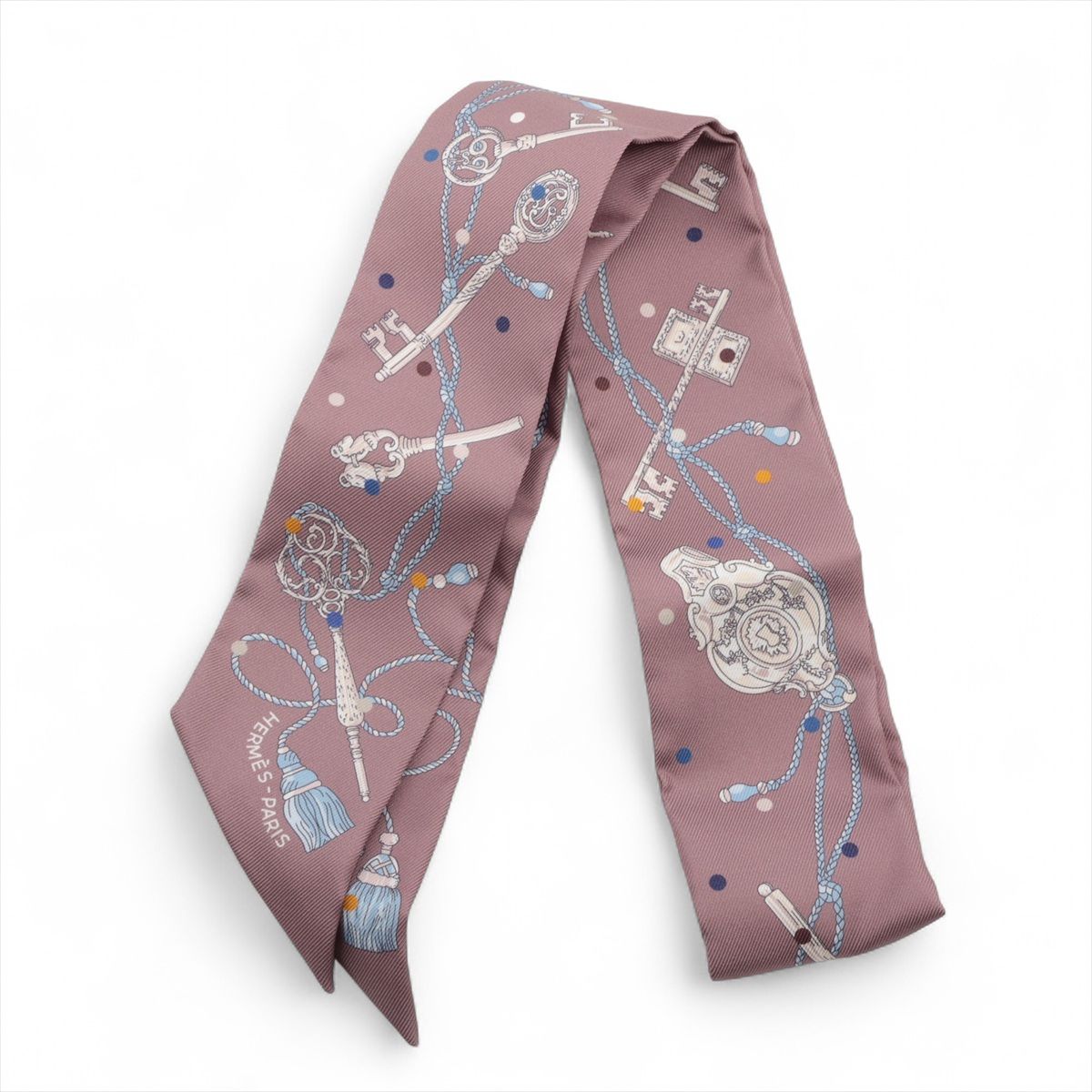【中古】エルメス ツイリー レクレアポア Les Cles a Pois スカーフ シルク ブラウン 17,303円
