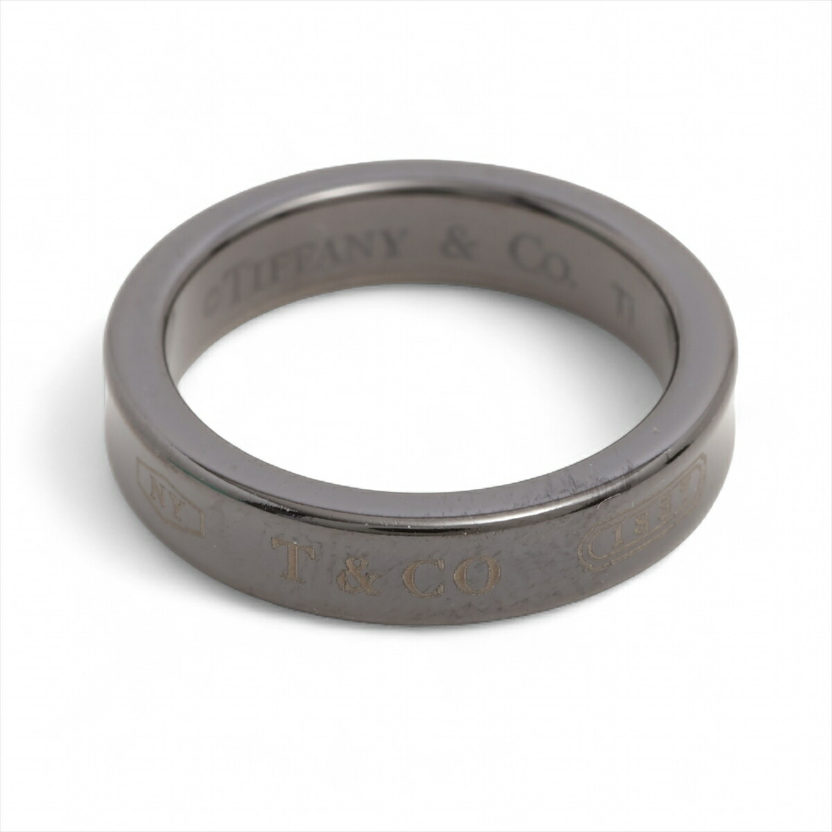 ☆美品 TIFFANY&Co. ブラック チタン ナロー リング 13〜14