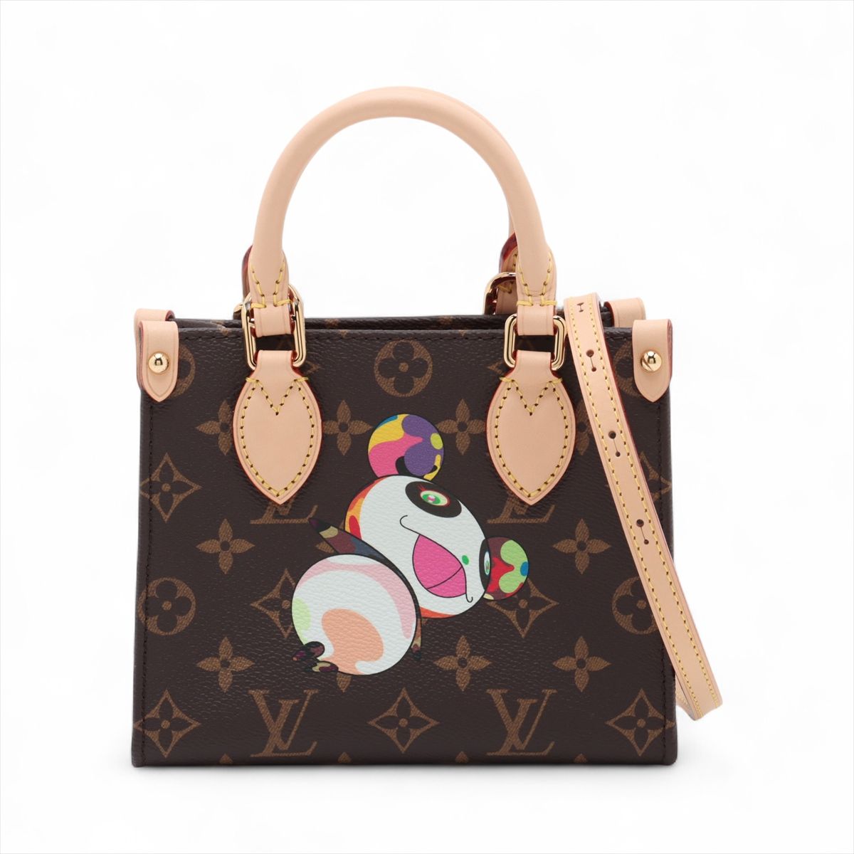【中古】ヴィトン×村上隆 LV×TM オンザゴーBB M13668 ブラウン RFID反応あり