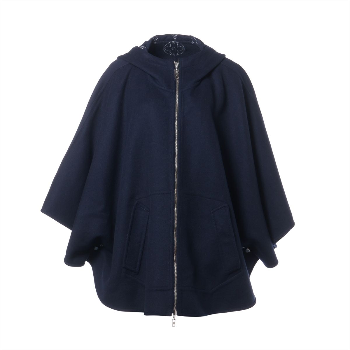 【中古】ヴィトン 22SS ウール ポンチョ TU レディース ネイビー RW221W FMC018J54 リバーシブル マヒナ モノグラム