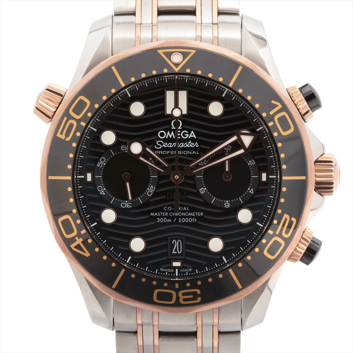 【中古】オメガ シーマスター プロフェッショナル ダイバー 300M コーアクシャル マスタークロノメーター 210.20.44.51.01.001 SS×セドナゴールド SS×セドナゴールド AT 黒文字盤