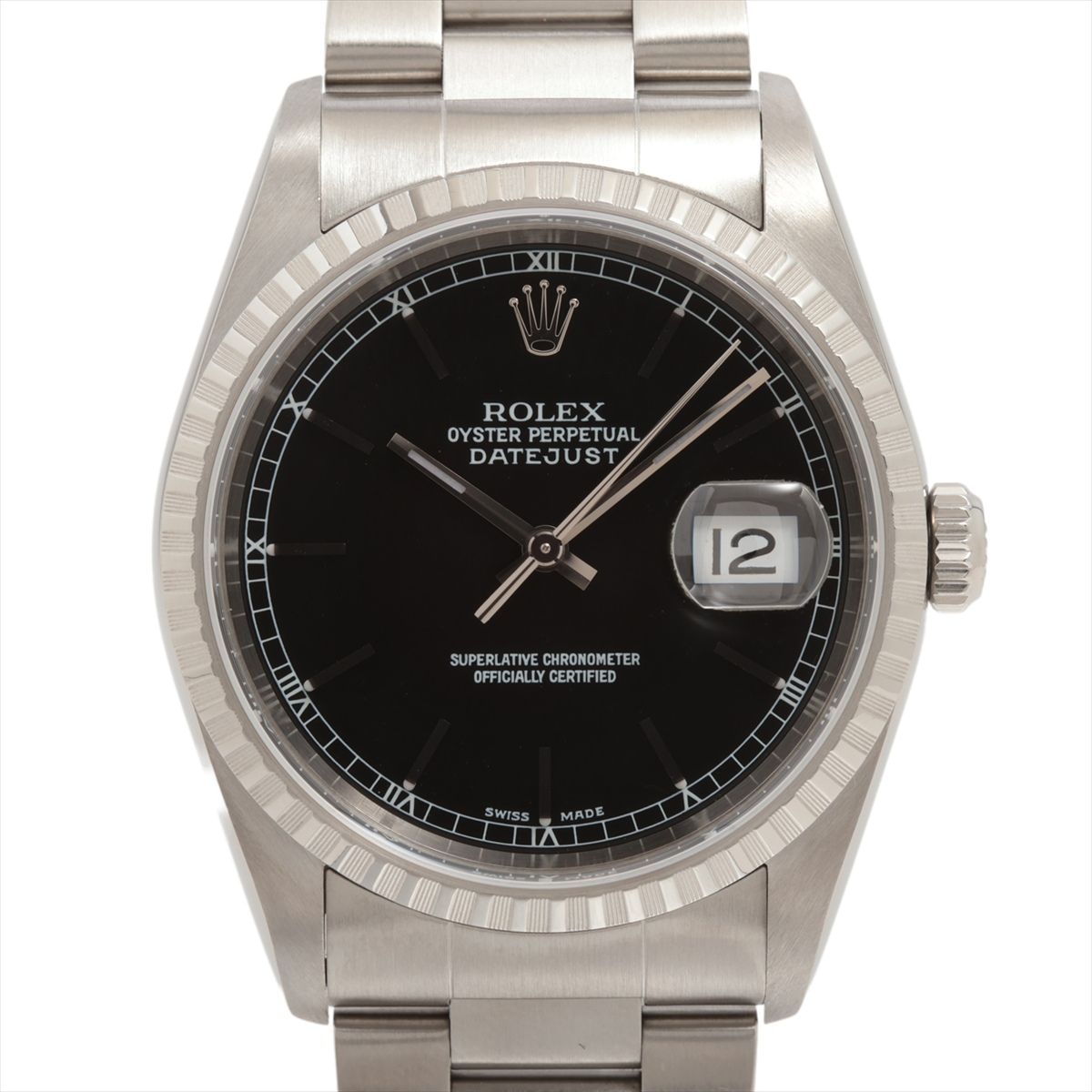 【中古】ロレックス デイトジャスト36 16220 SS SS AT 黒文字盤