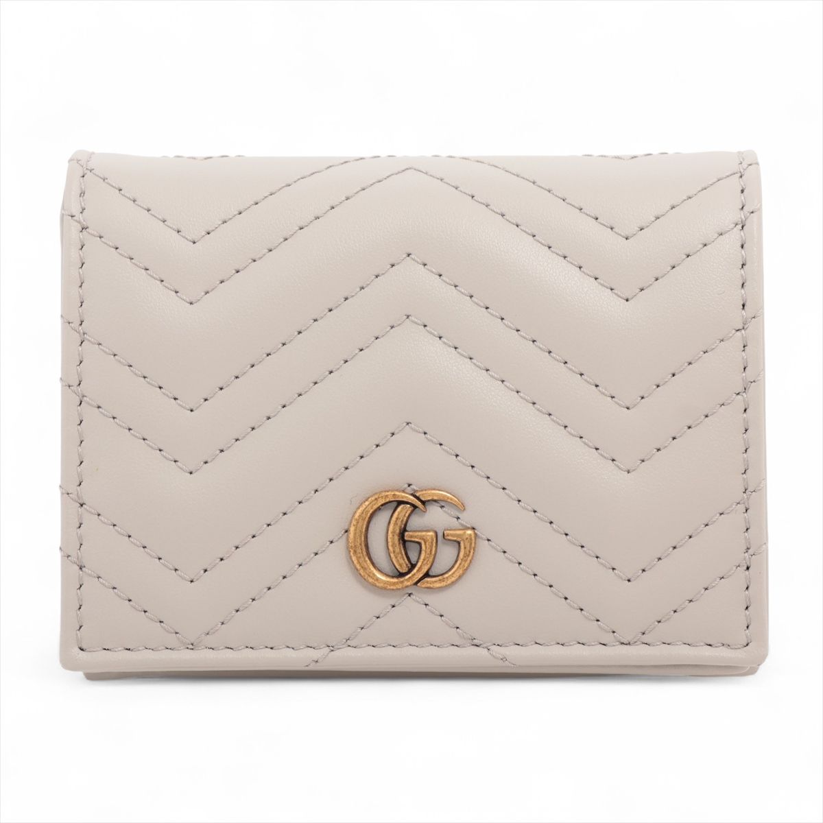 【中古】グッチ GGマーモント スモールウォレット 466492 なめし革 コンパクトウォレット ともし火薄墨色