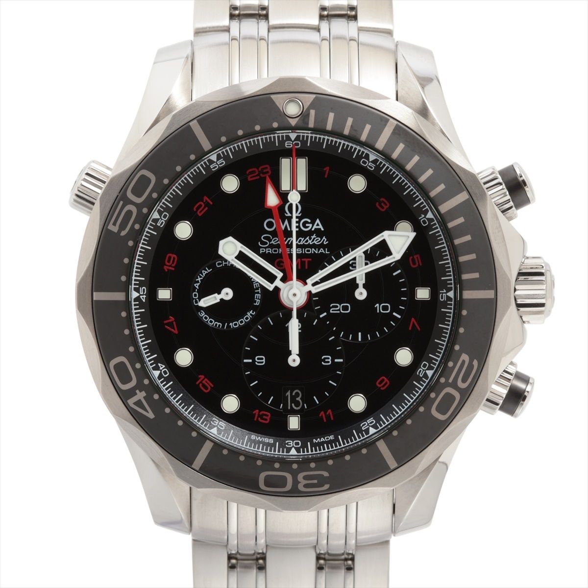 【中古】オメガ シーマスター プロフェッショナル ダイバー 300M クロノメーター GMT 212.30.44.52.01.001 SS SS AT 黒文字盤 あまりごま1