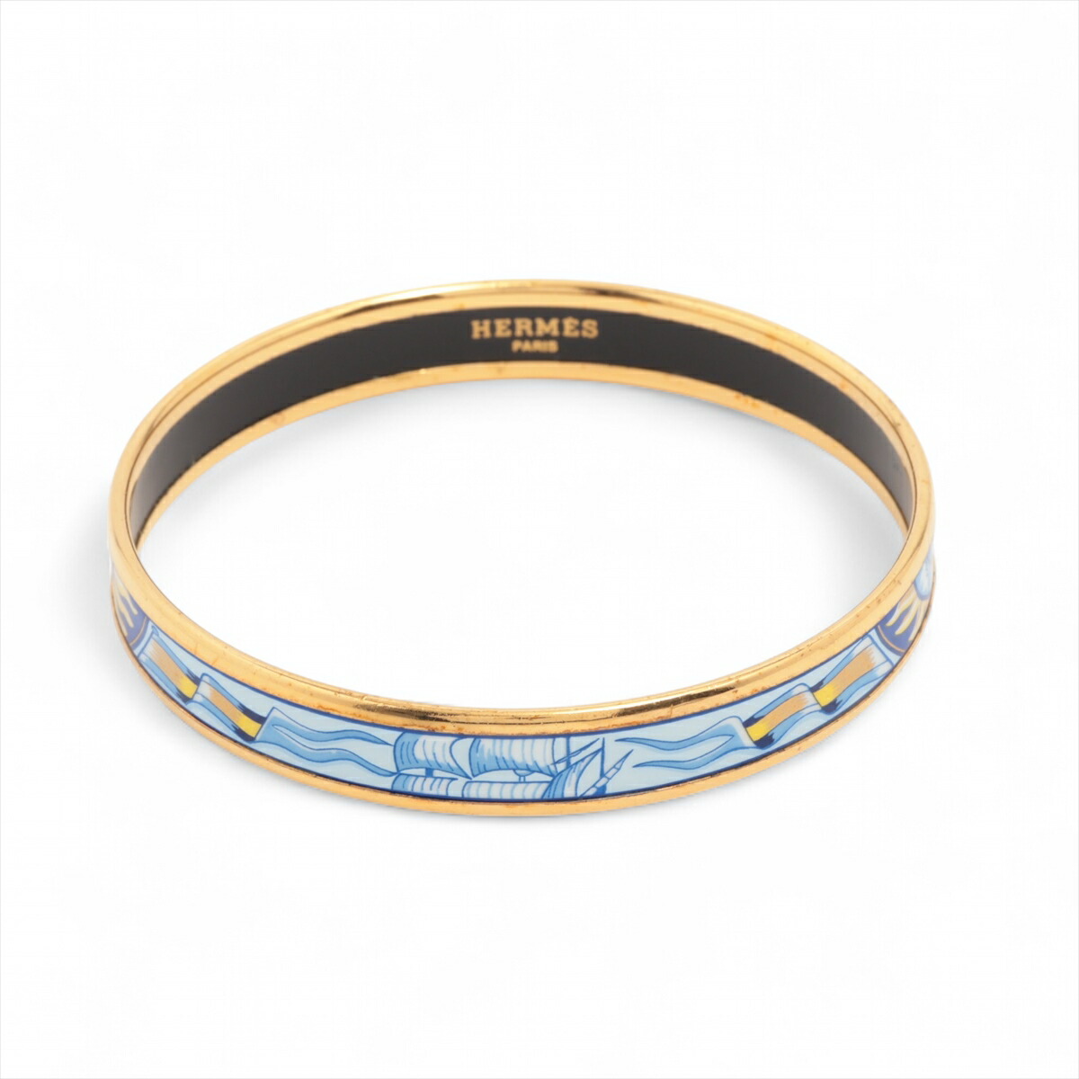 楽天市場】エルメス HERMES エマイユGM バングル ゴールド×ブルー