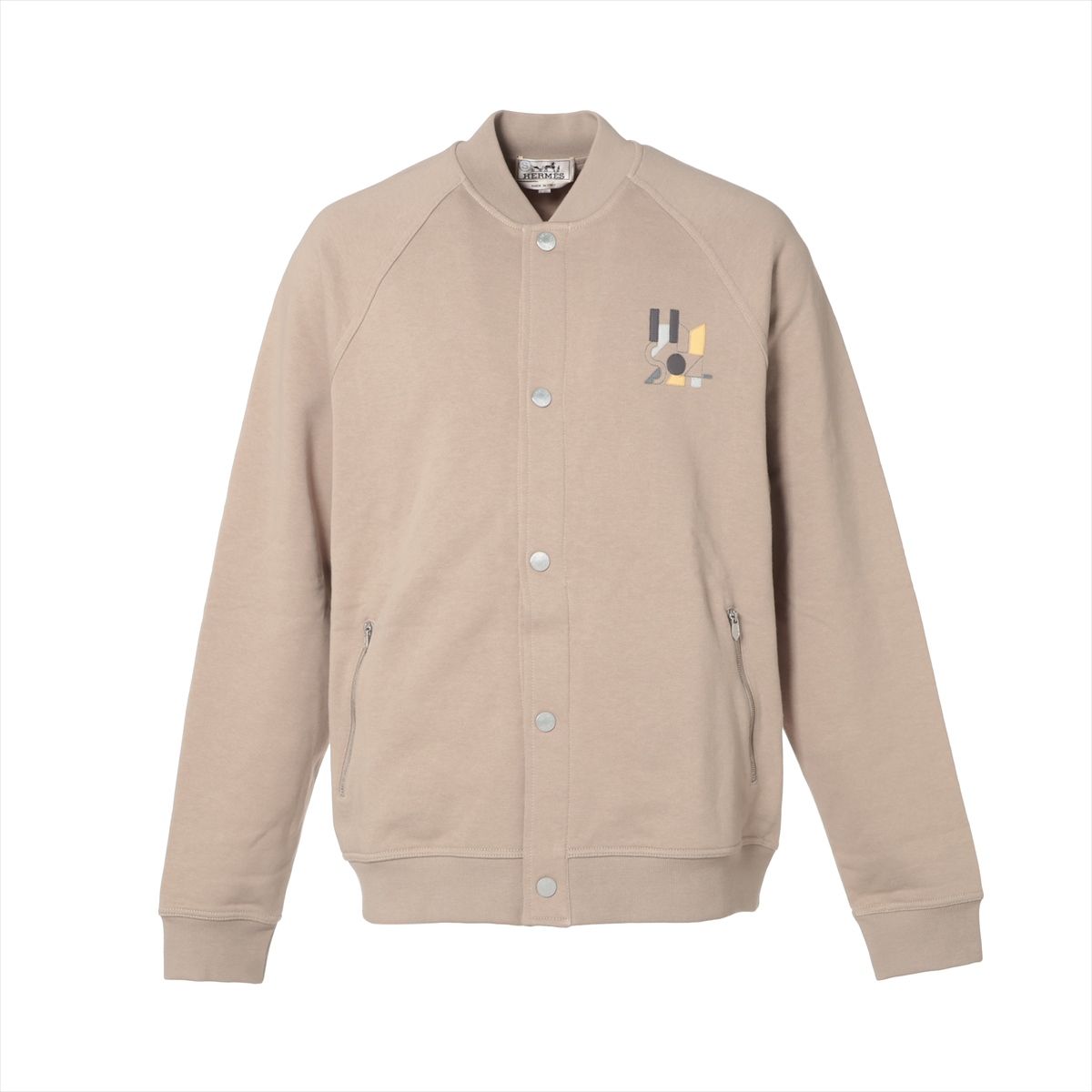 【中古】エルメス 24SS コットン ブルゾン L メンズ ベージュ セリエボタン ジュ ダドレス ソルド品