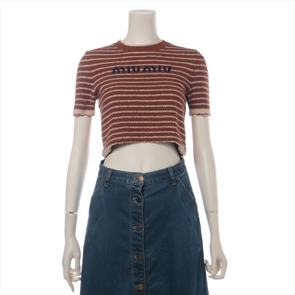 楽天市場】ミュウ ミュウ Miu Miu ロゴ 半袖 ニット クールネック