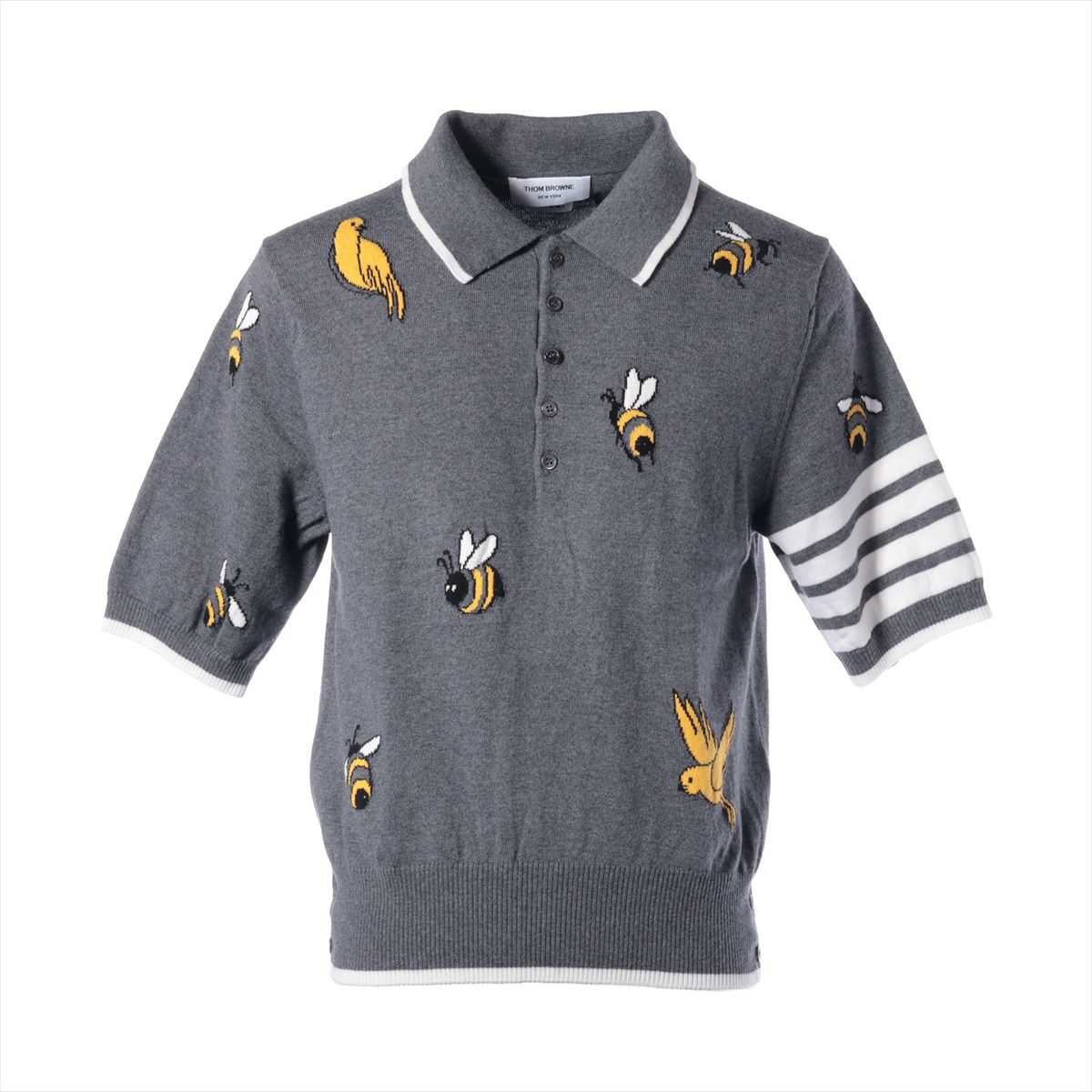 【中古】トムブラウン ウール 半袖ニット 3 メンズ グレー MKP083A Birds & BEES