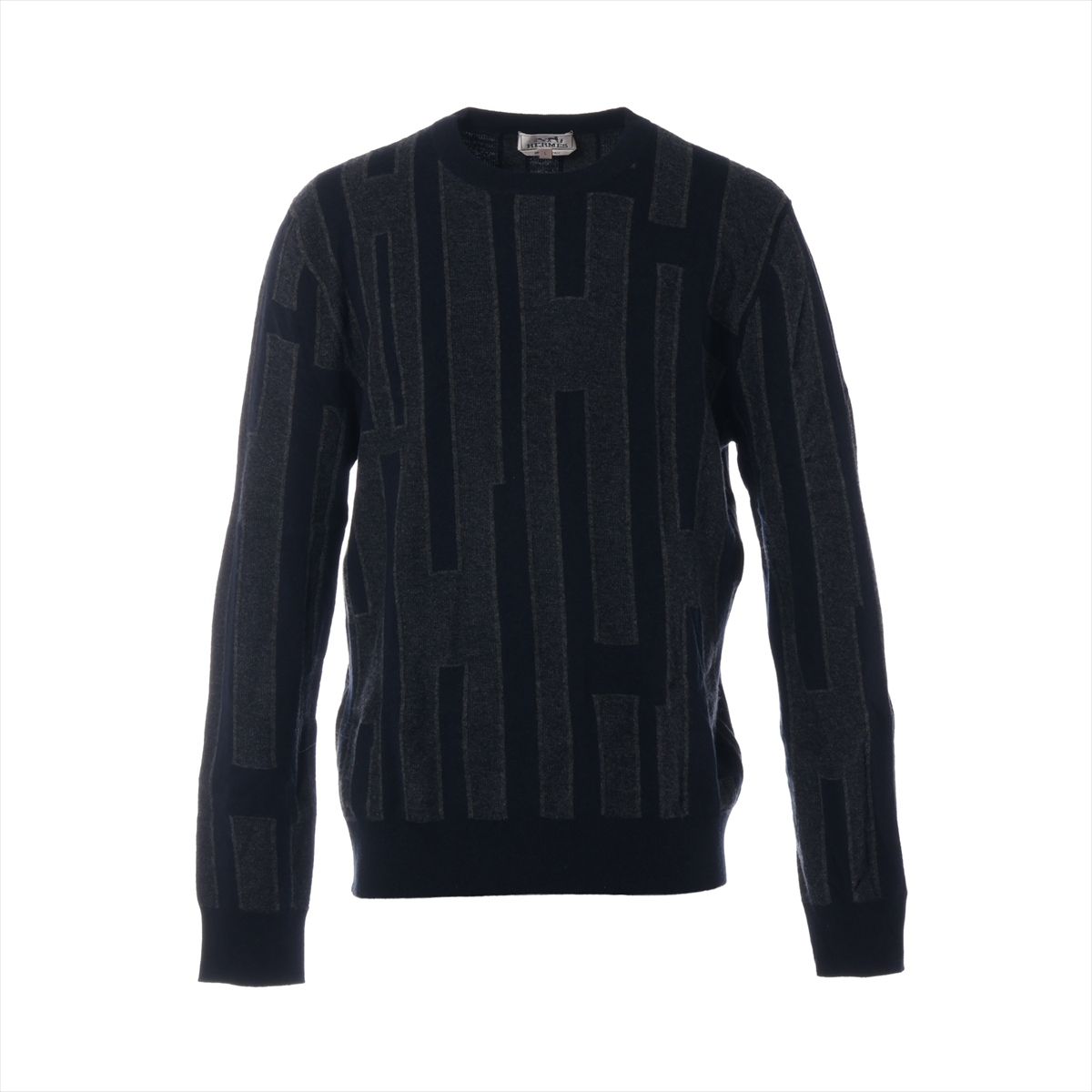【中古】エルメス 20AW カシミヤ ニット L メンズ ネイビー 02-5712