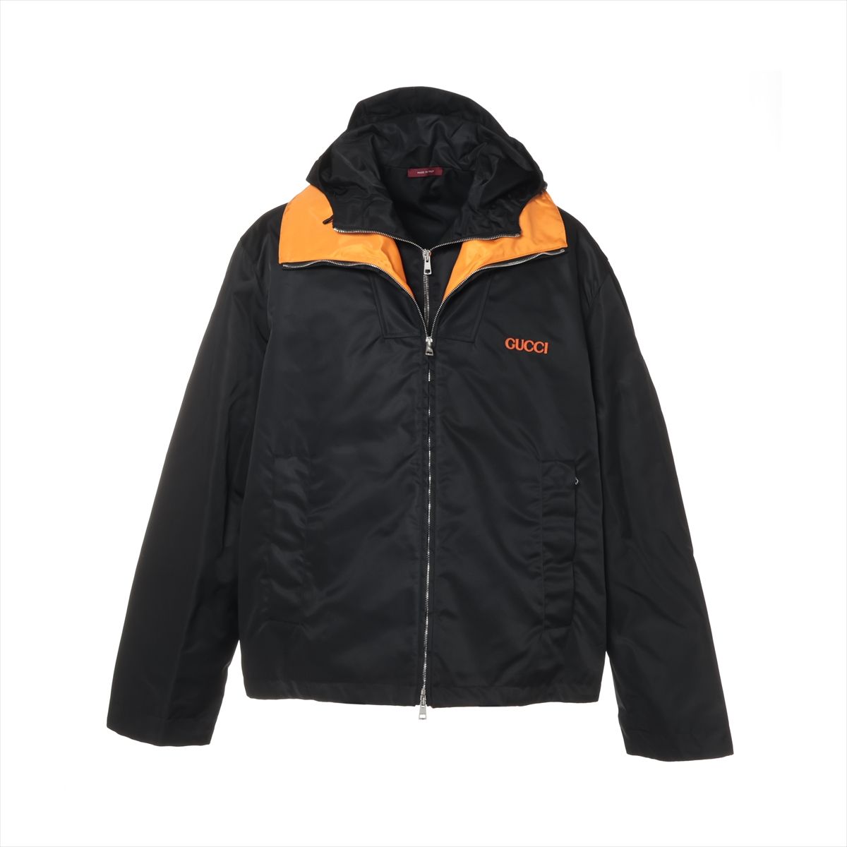 【中古】グッチ 25SS ナイロン ナイロンジャケット 50 メンズ ブラック 804964 ツイルジャケット フード取り外し可