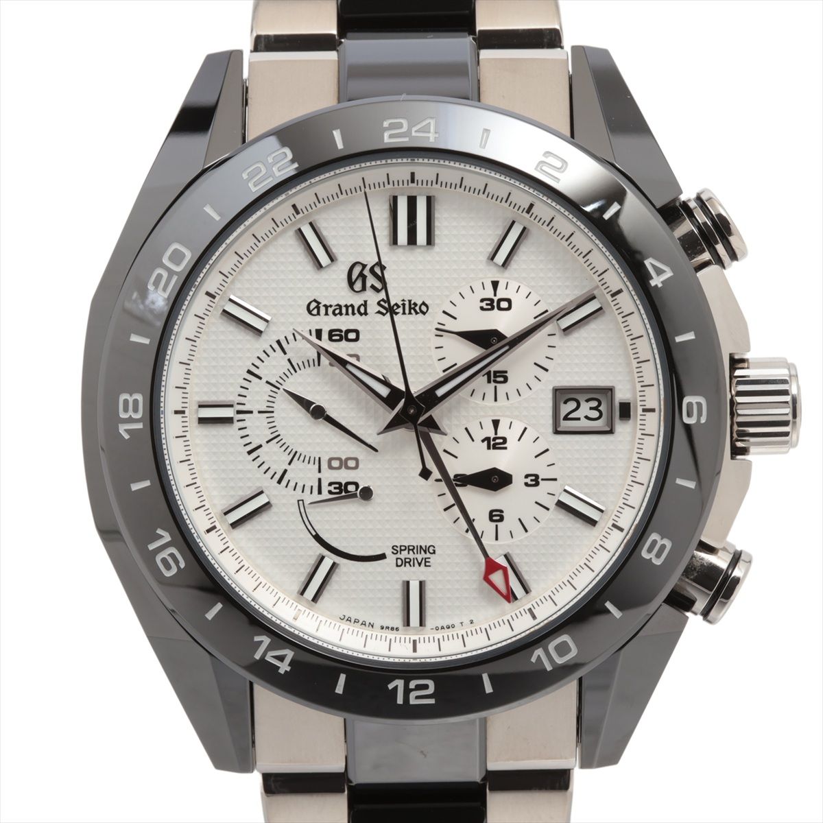 【中古】グランドセイコー スポーツコレクション スプリングドライブ GMT SBGC221 CE×TI CE×TI AT シルバー文字盤|ALLU 店