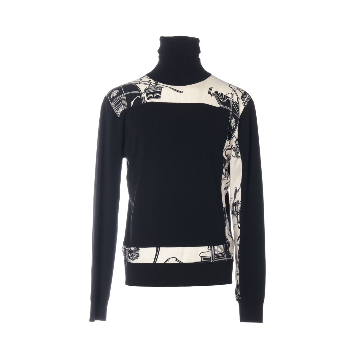 【中古】エルメス ヴェロノク二シャニアン 23AW 羊毛 プルオーバー S メンズ 黒いこと  32-5741 Soie decade  Look44