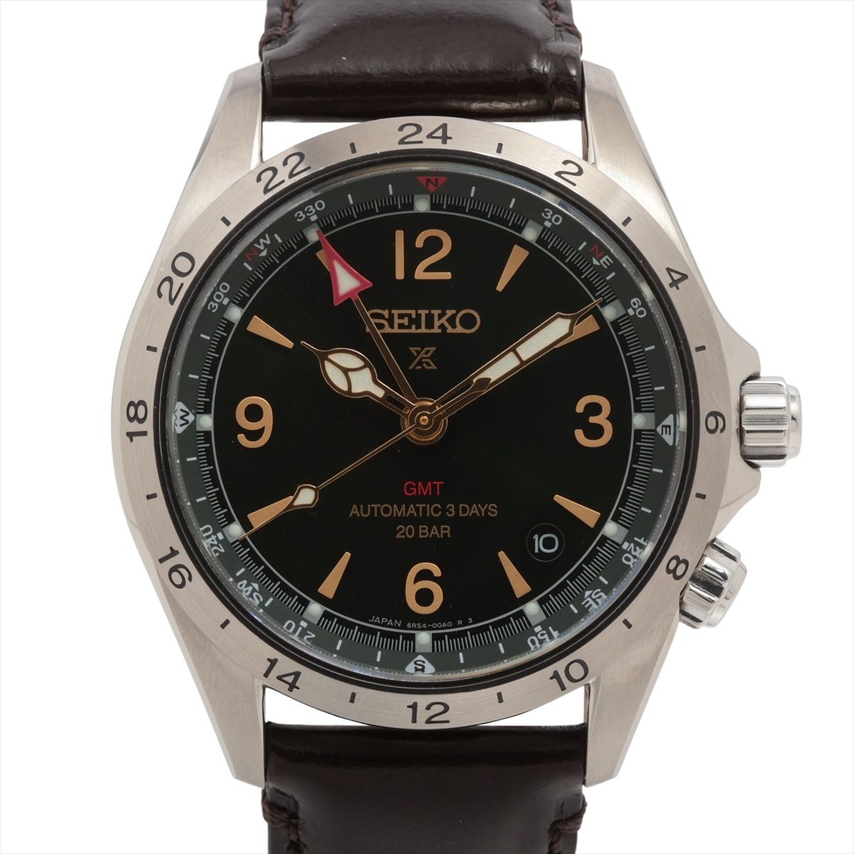 【中古】セイコー プロスペックス SBEJ005 SS SS×革 AT グリーン文字盤 アルピニスト メカニカル GMT セイコーグローバルブランドコアショップ専用モデル