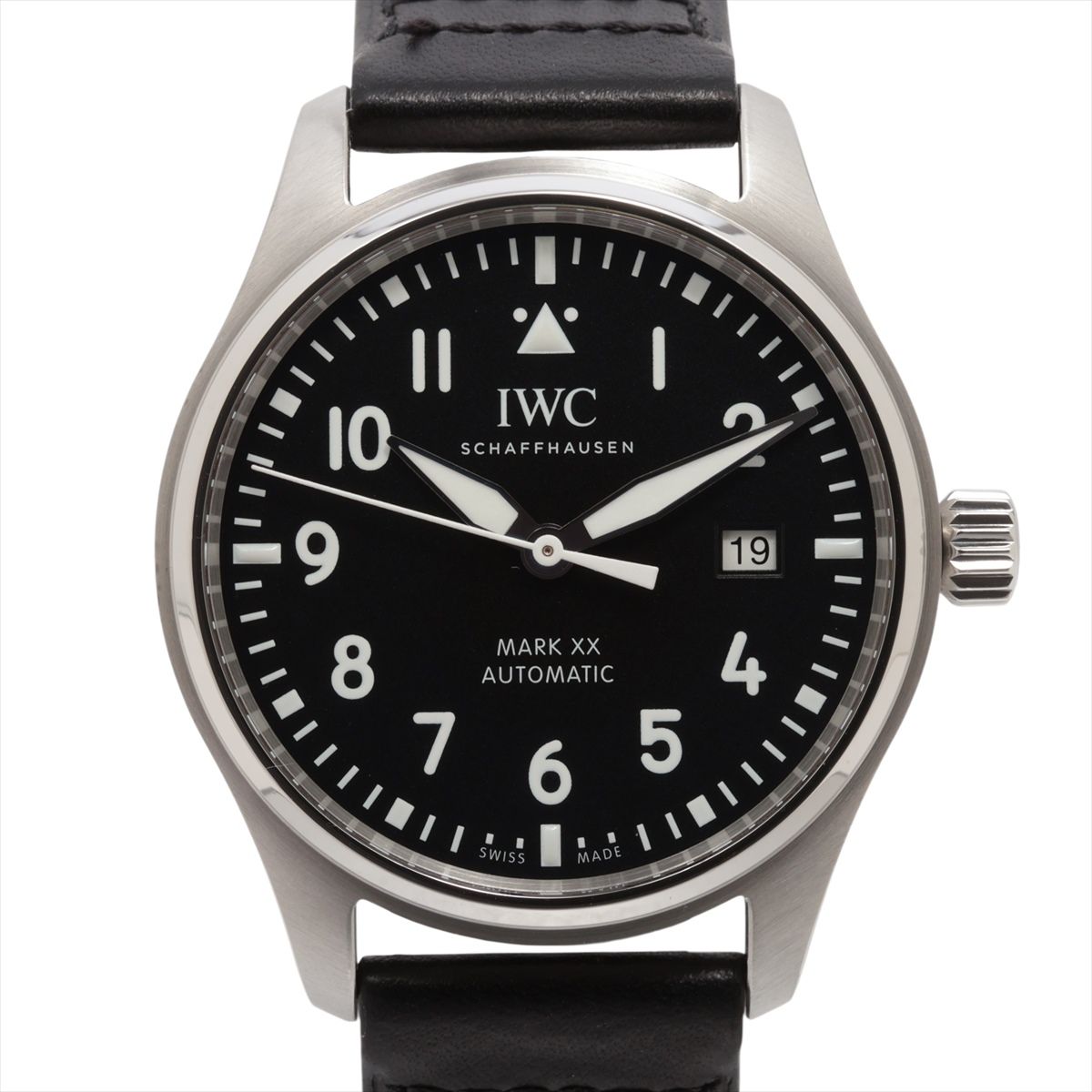 【中古】IWC パイロットウォッチ マークXX IW328201 SS SS×革 AT ブラック文字盤