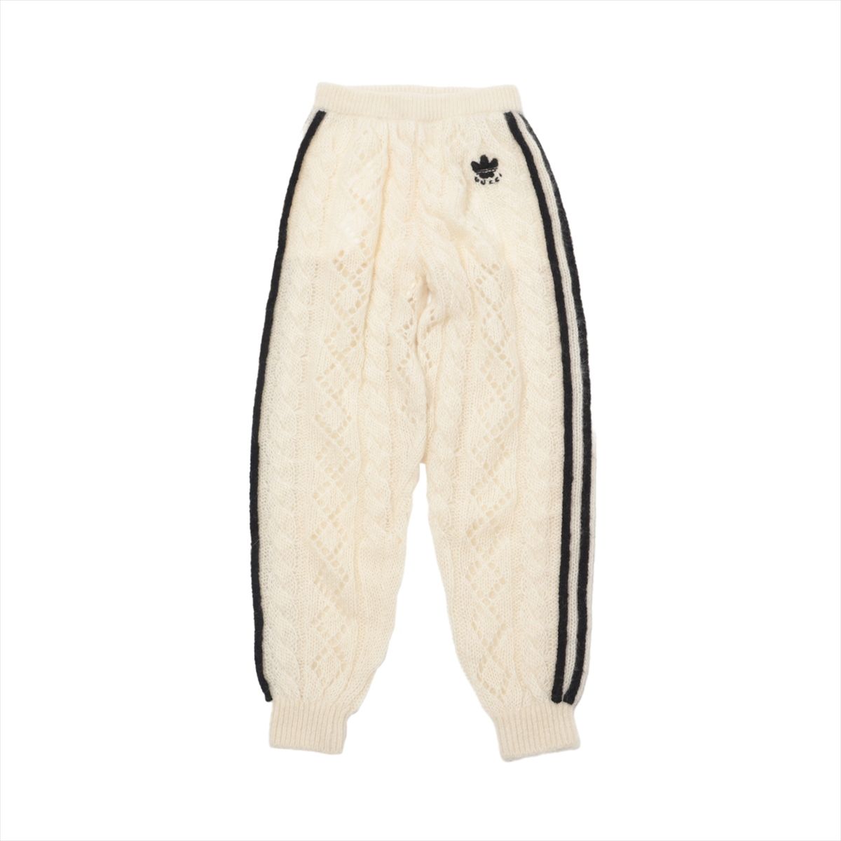 【中古】グッチ モヘヤ×ナイロン×ウール パンツ S レディース ホワイト 713024 サイドラインジョギングパンツ