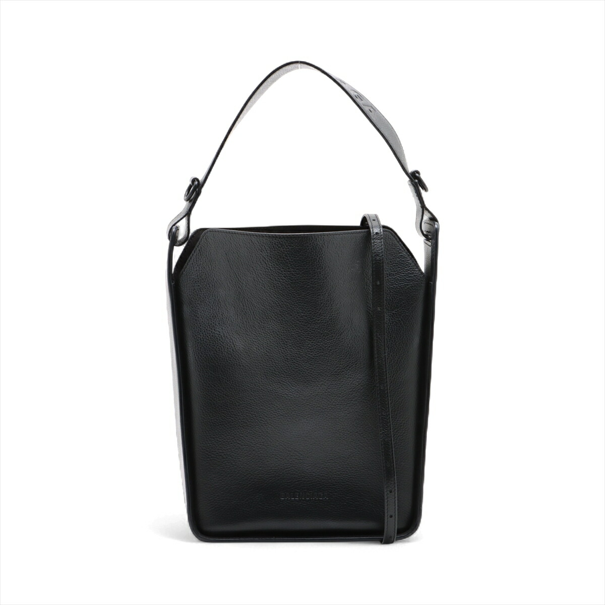 【美品】バレンシアガ　ハンドバッグ　2way　バルベス　シワ加工　レザー　黒色 アワーグラス スモール ハンドバッグ レザー ブラック 2WAY