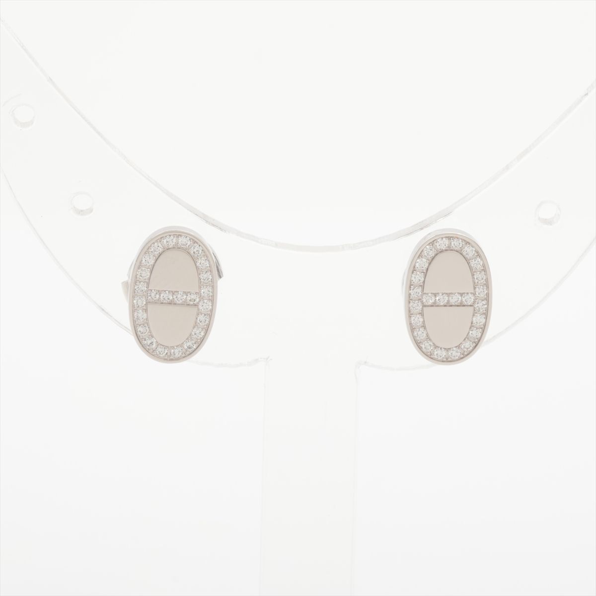 【中古】エルメス シェーヌダンクル コントゥール 金剛石 ピアス 750(WG) 4.2g