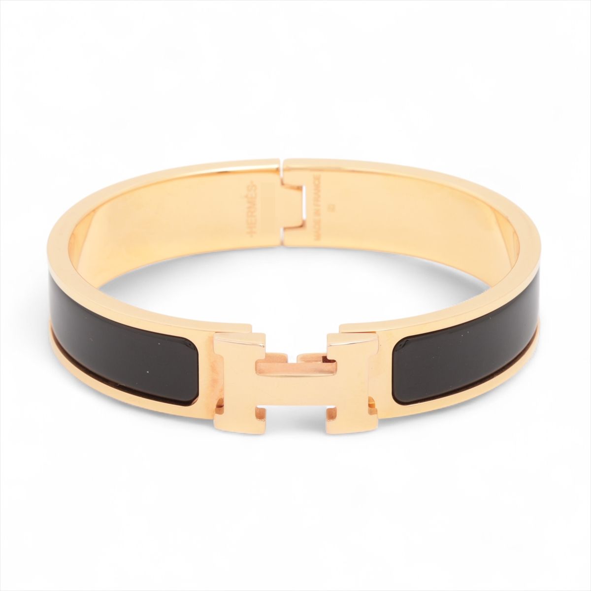 【中古】エルメス クリックHファン FI0213 バングル GP ゴールド×ブラック