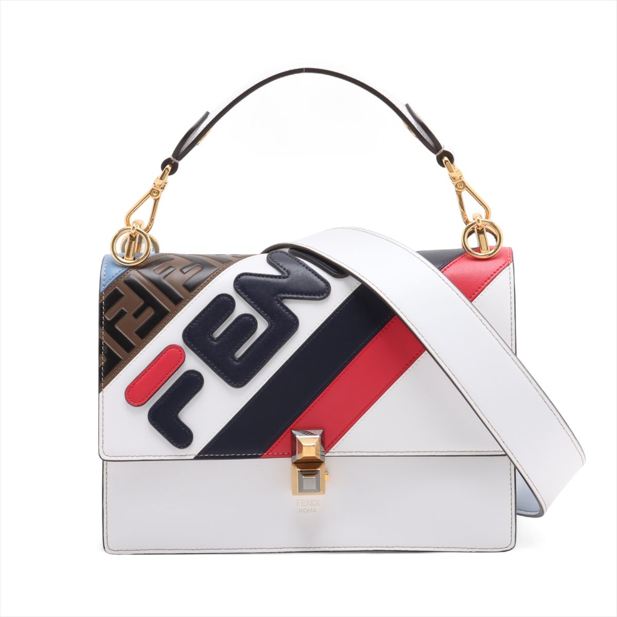 【中古】フェンディ ズッカ なめし革 2WAYショルダーバッグ マルチ色合い 8BT283