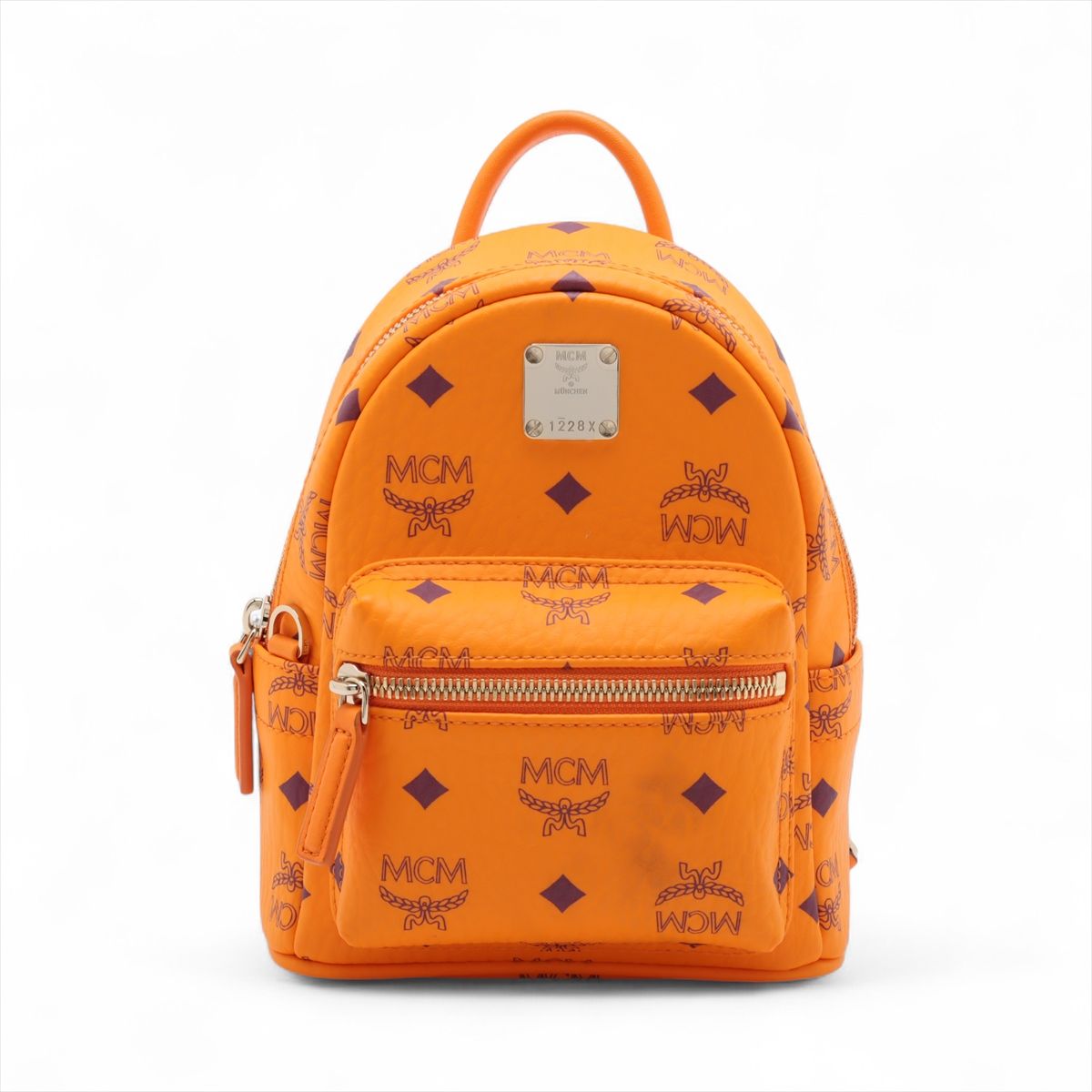 【中古】MCM ヴィセトス レザー バックパック/リュック オレンジ