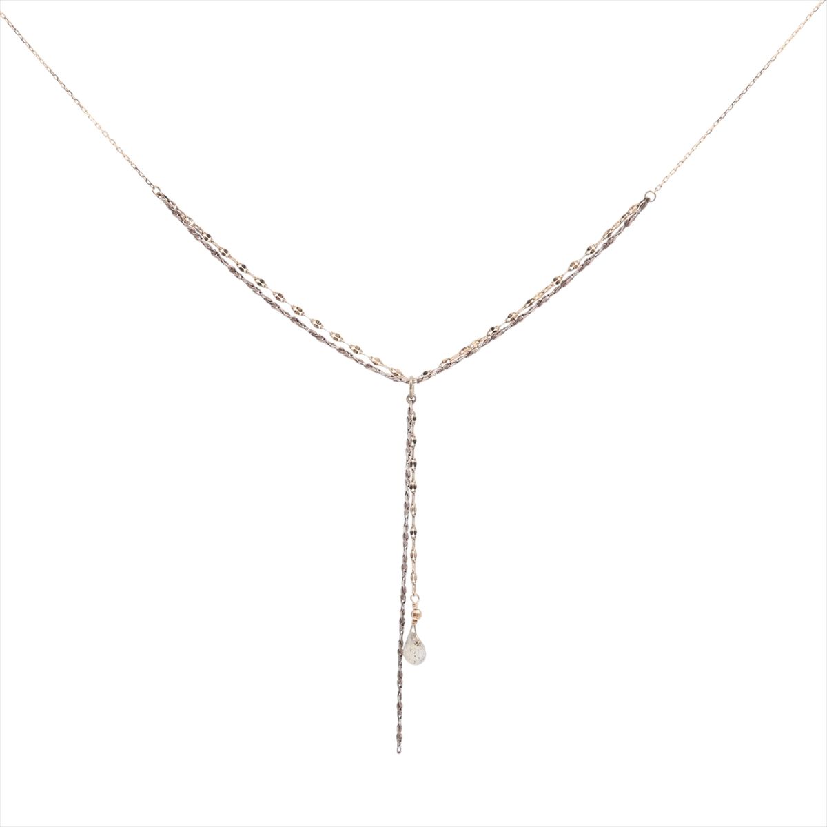 【中古】アガット 色石 チャーム ネックレス K10(YG)×SILVER 1.7g
