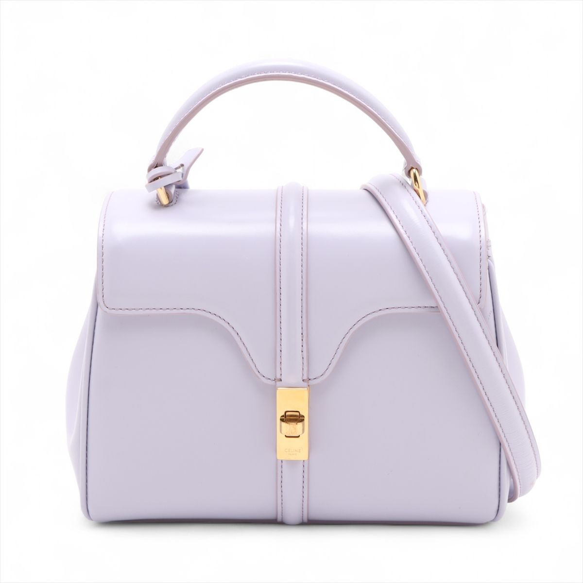 【中古】セリーヌ 16セーズ ミニ レザー 2WAYハンドバッグ パープル
