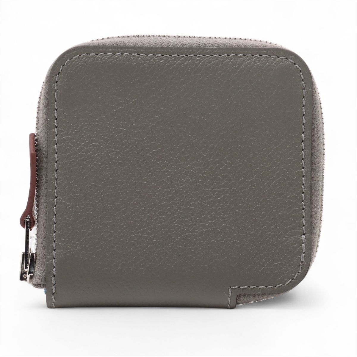 【中古】エルメス アザップ パウダーコンパクトミニ シルクイン エバーカラー コインケース ブルーグラシエ しろがね色金具 W:2024年