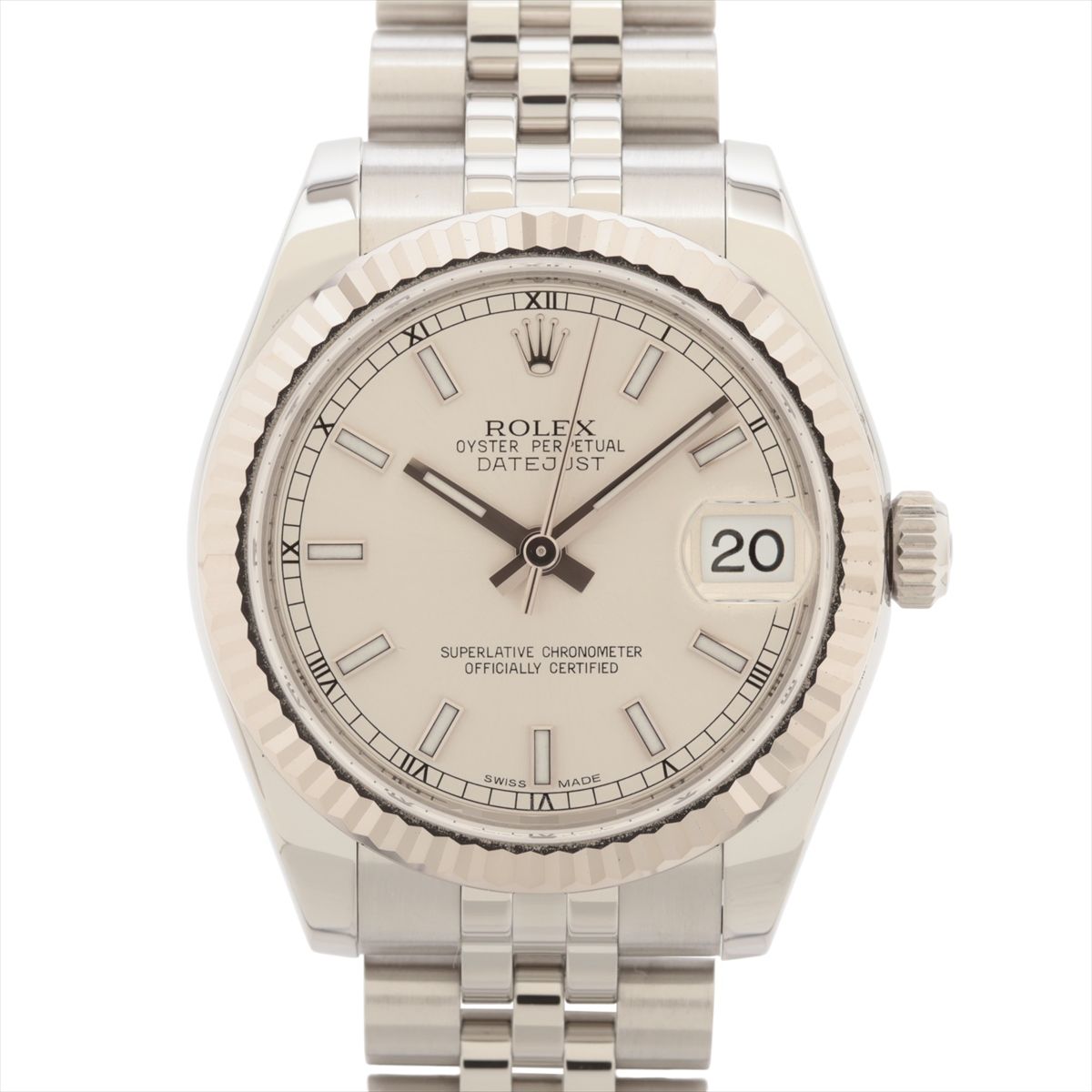 【中古】ロレックス デイトジャスト 178274 SS×WG SS AT シルバー文字盤