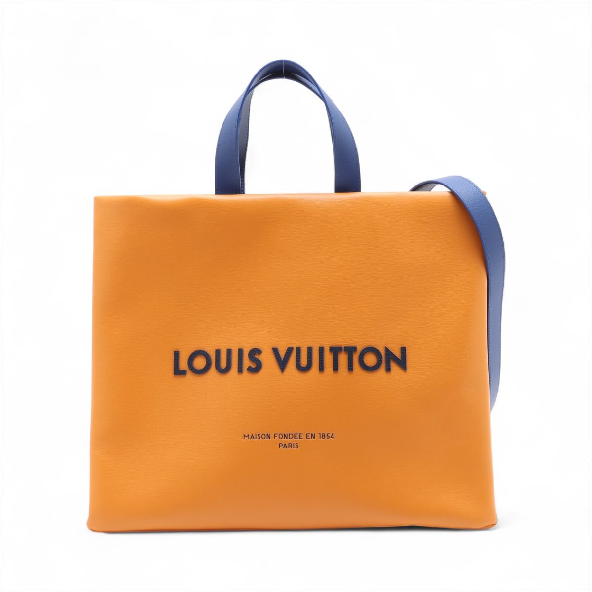 【中古】ヴィトン LV パッケージング ショッパー トート MM M24457 オレンジ色 RFID化学反応あり