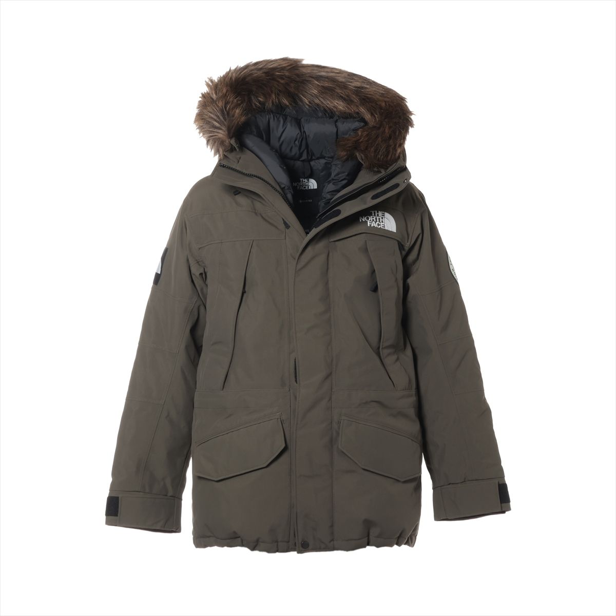 【中古】北の方人間の顔 人絹×ナイロン 落ち込む上衣 L メンズ カーキ×黒いこと  ND91807 GORE-TEX 毛革取りはらい可