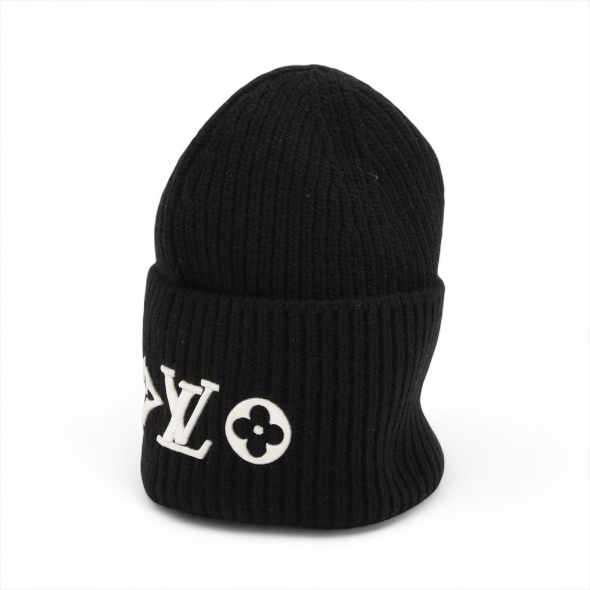 【中古】ヴィトン M77872 ビーニー LV ヘッドライン NE4265 ニットキャップ ウール ブラック