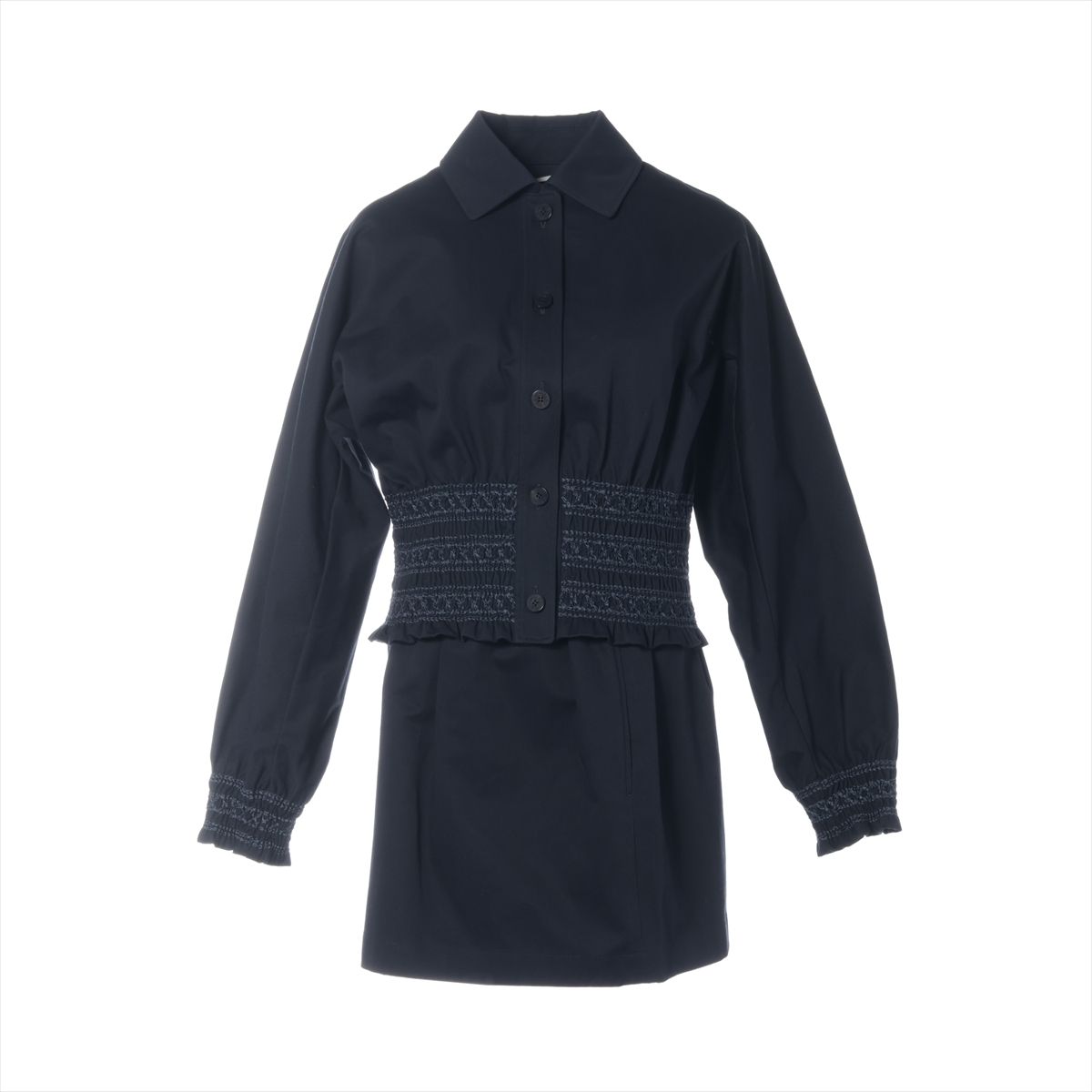 【中古】エルメス 25SS 綿織物 セットアップ 上衣36/スコート34 レディース 米国海軍  5E0228DD/5E0342DD セリエボタン