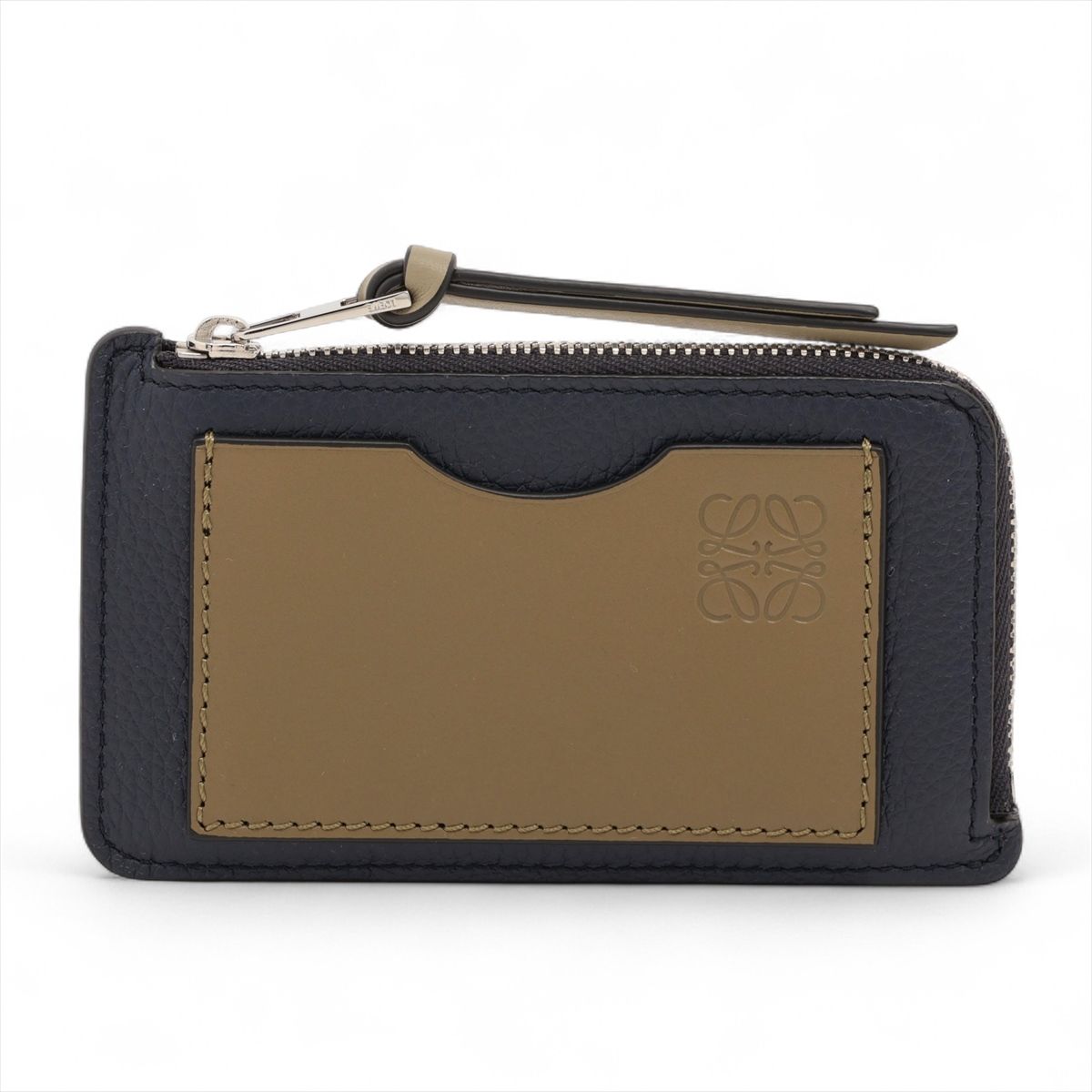 【中古】ロエベ アナグラム レザー フラグメントケース ネイビー×グリーン