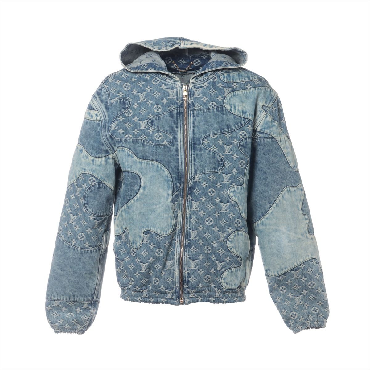 【中古】ヴィトン×NIGO 22SS コットン デニムジャケット 46 メンズ ブルー RM221M モノグラムパッチワーク