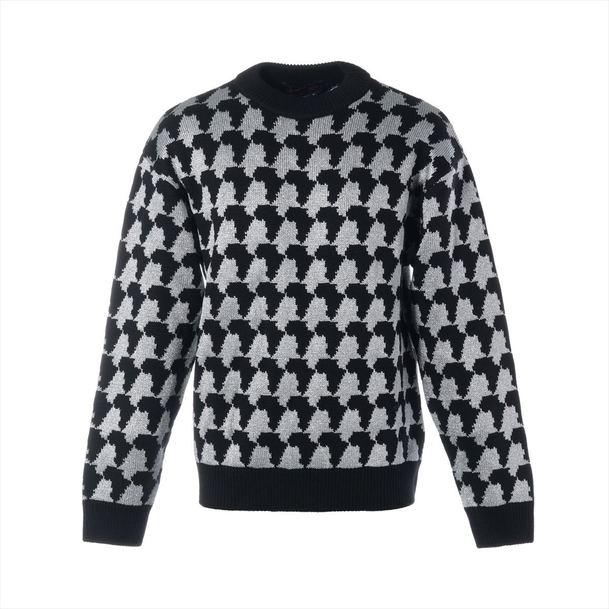 【中古】ヴィトン 19AW 毛糸×人絹 編み物 S メンズ 黒いこと×しろがね色  RM192