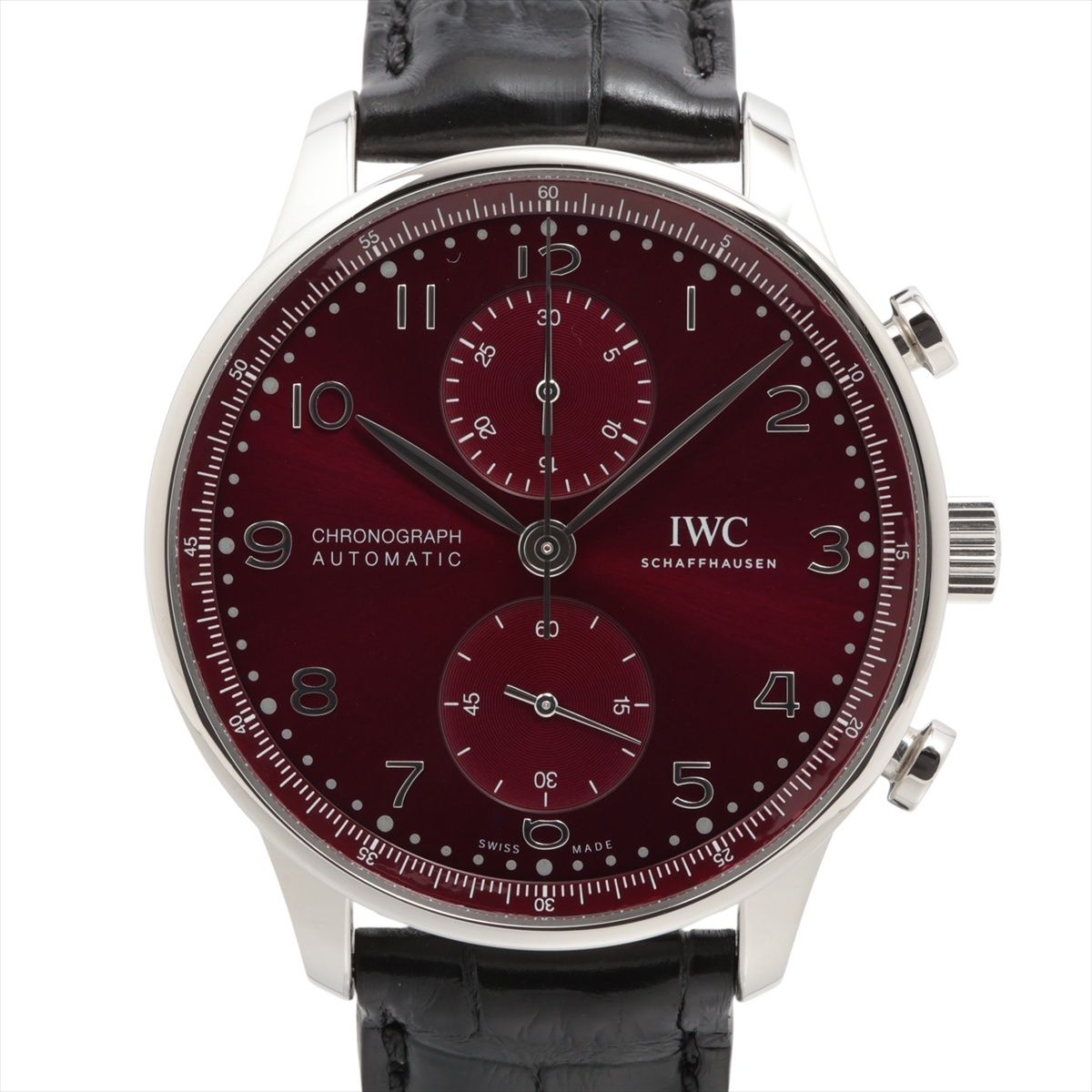 【中古】IWC ポルトギーゼ クロノグラフ IW371616 SS SS×革 AT レッド文字盤|ALLU 店