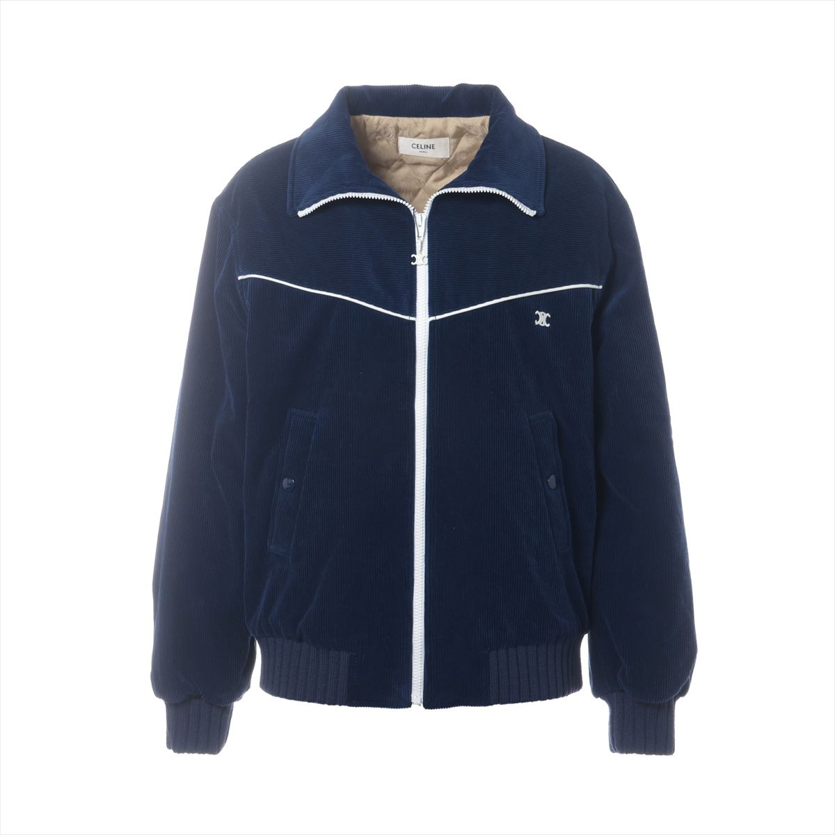 【中古】セリーヌ トリオンフ 綿織物×カシミール 上衣 XS レディース 米国海軍  2Q595902T コール天