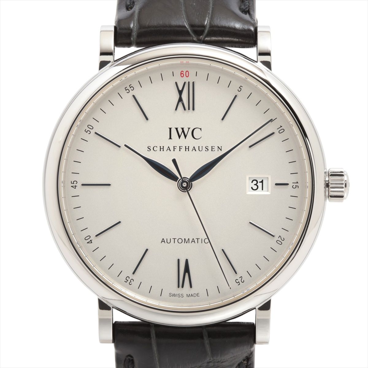 【中古】IWC ポートフィノ IW356501 SS SS×革 AT シルバー文字盤