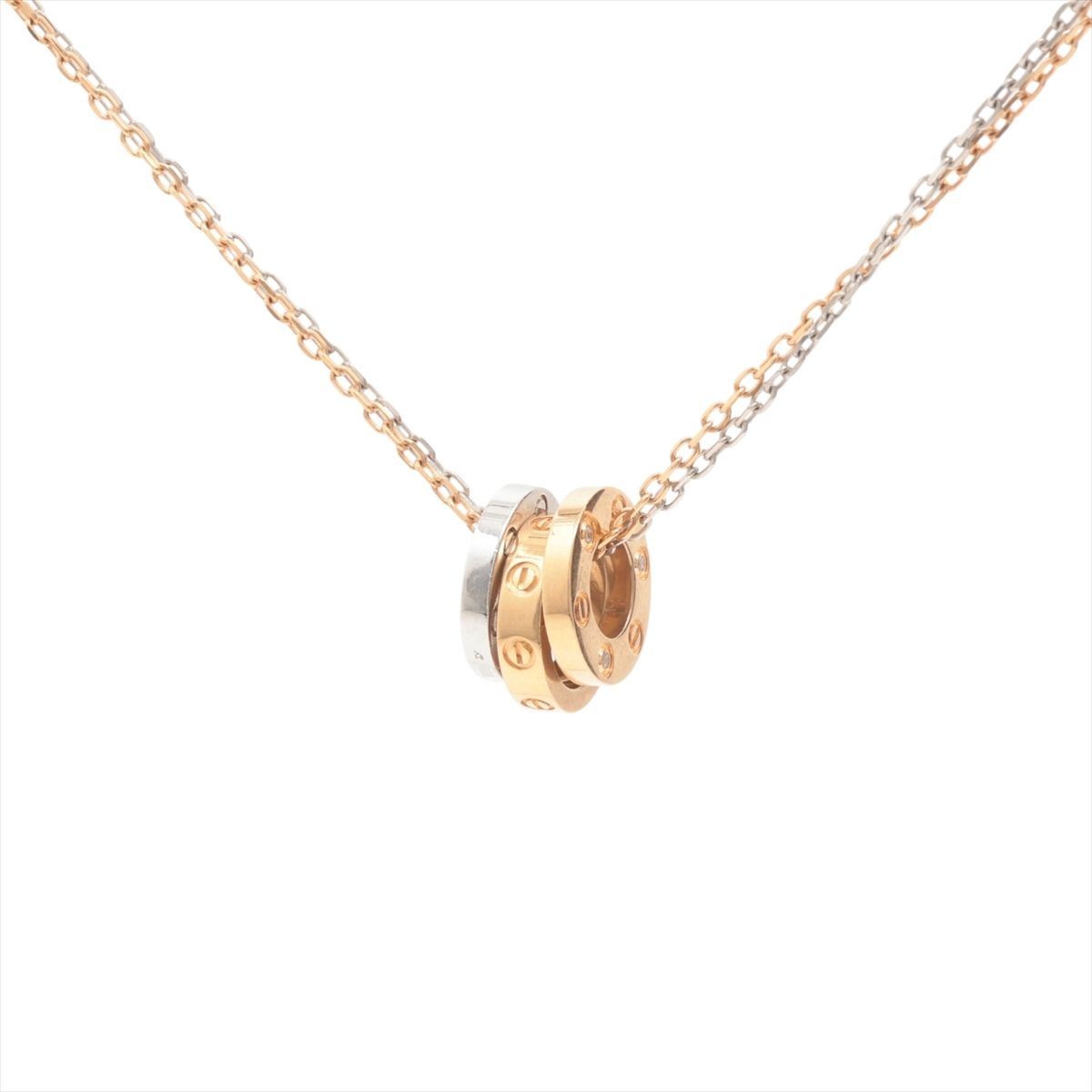【中古】カルティエ 優しいこと スリーフープ 6P 金剛石 首飾り 750(PG×WG) 9.3g